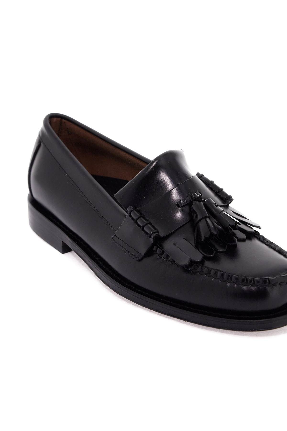 Shop Gh Bass Esther Kiltie Weejuns Loafers In Brushed Leather In Black