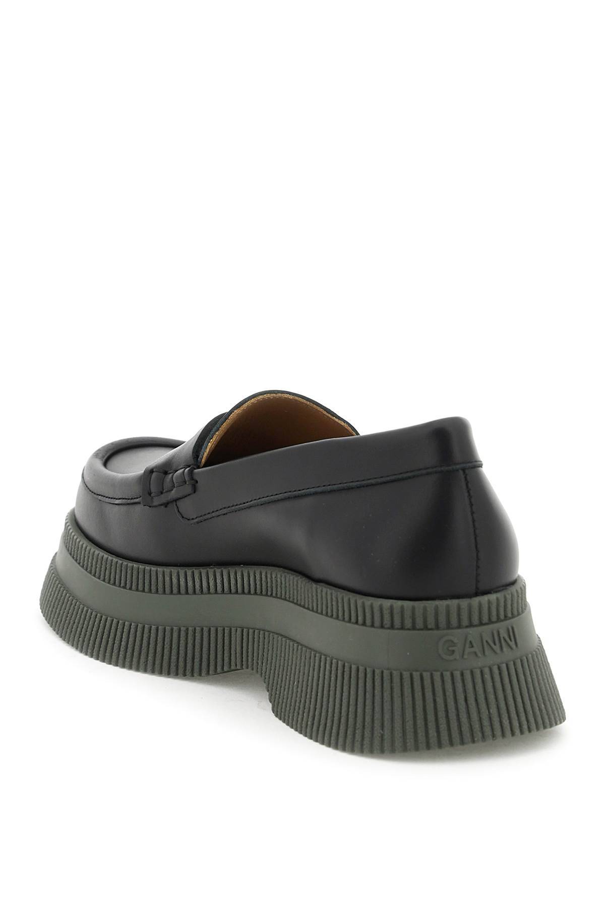 Shop Ganni Creeper Wallaby Loafers In Black