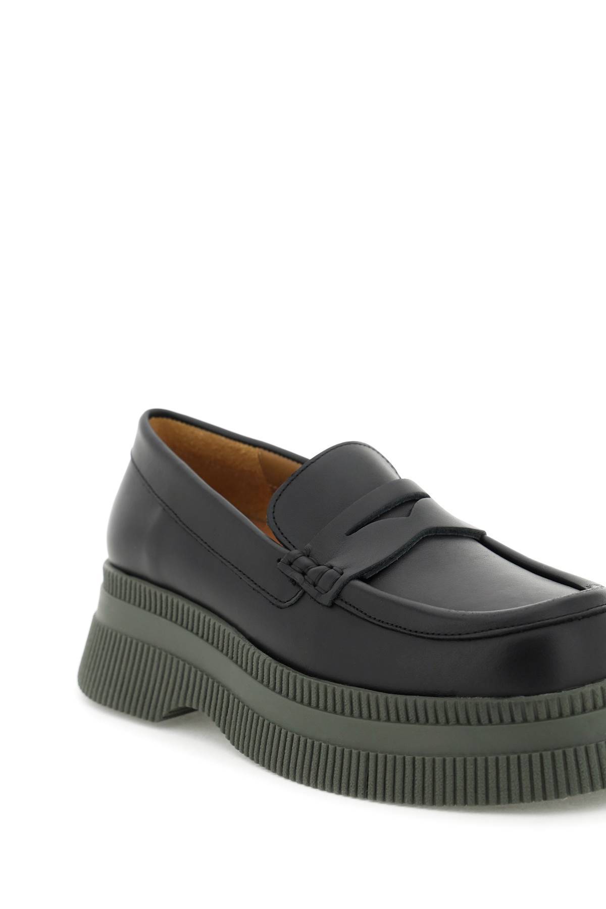 Shop Ganni Creeper Wallaby Loafers In Black