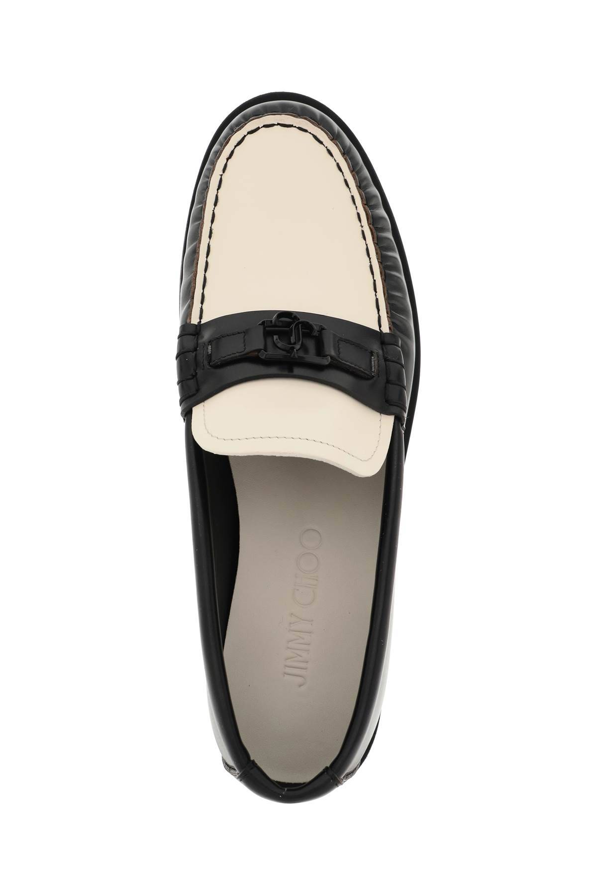 Shop Jimmy Choo Addie Loafers In Black,white