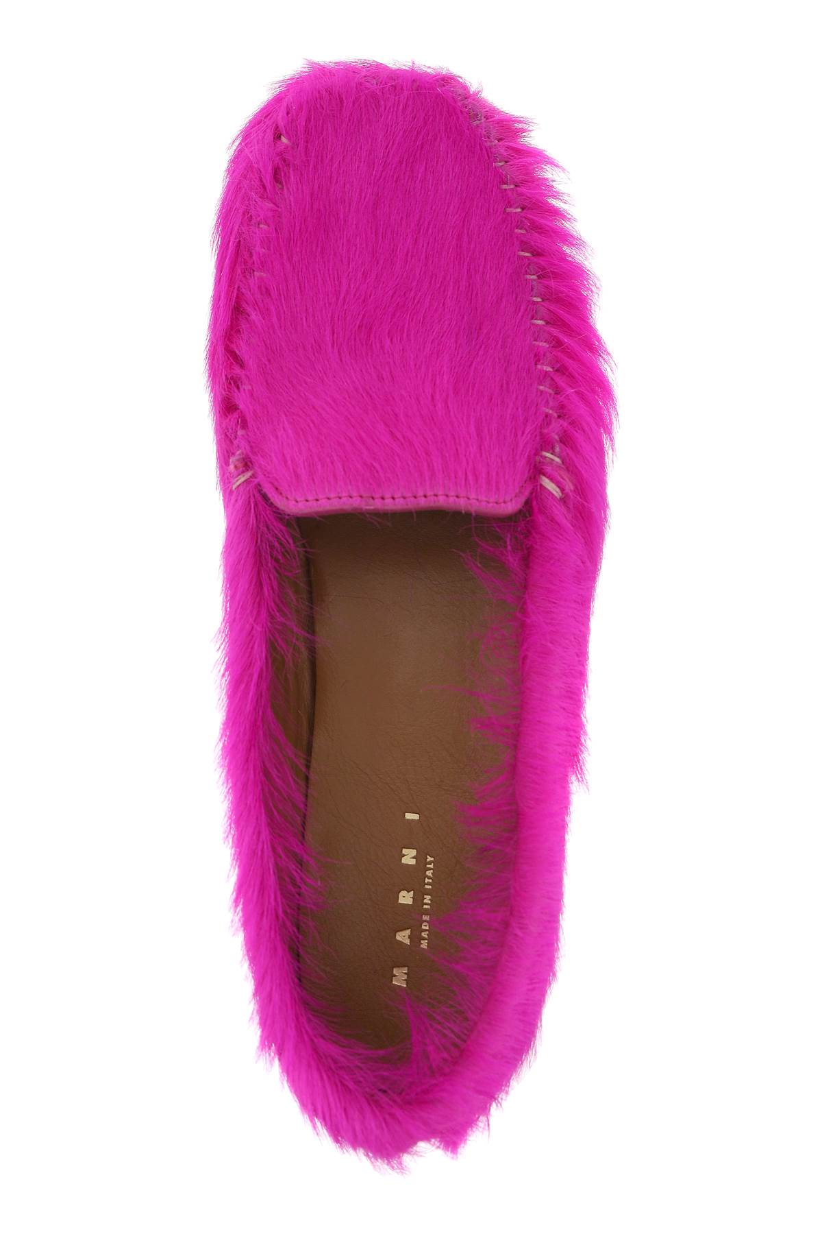 Shop Marni Long-haired Leather Moccasins In In Fuchsia