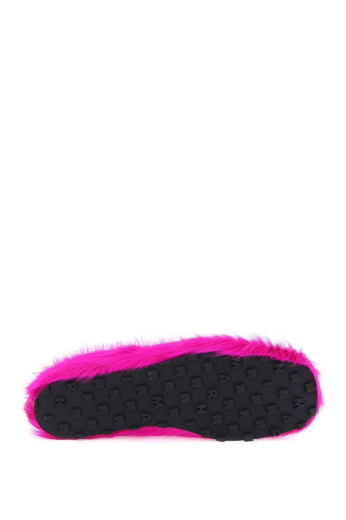 Shop Marni Long-haired Leather Moccasins In In Fuchsia