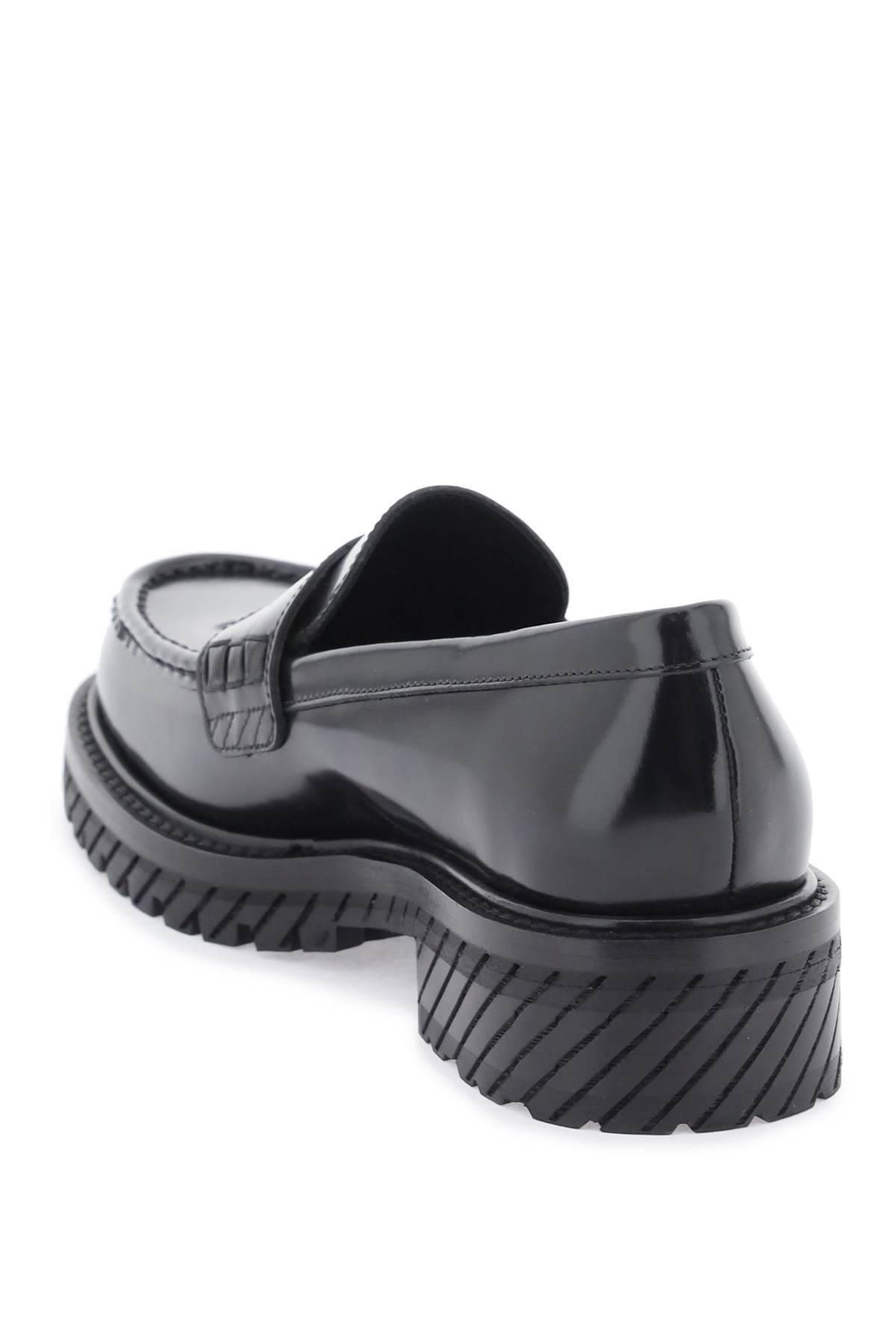 Shop Off-white Leather Mocassins In Metallic