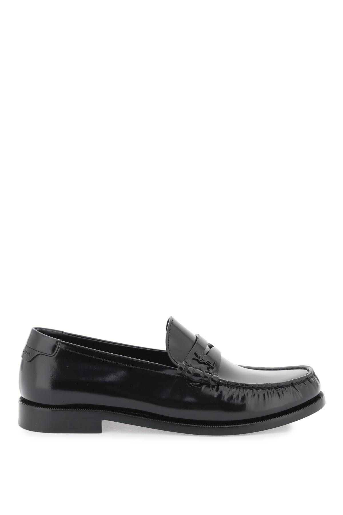 SAINT LAURENT LEATHER MOCASSINS WITH MONOGRAM 