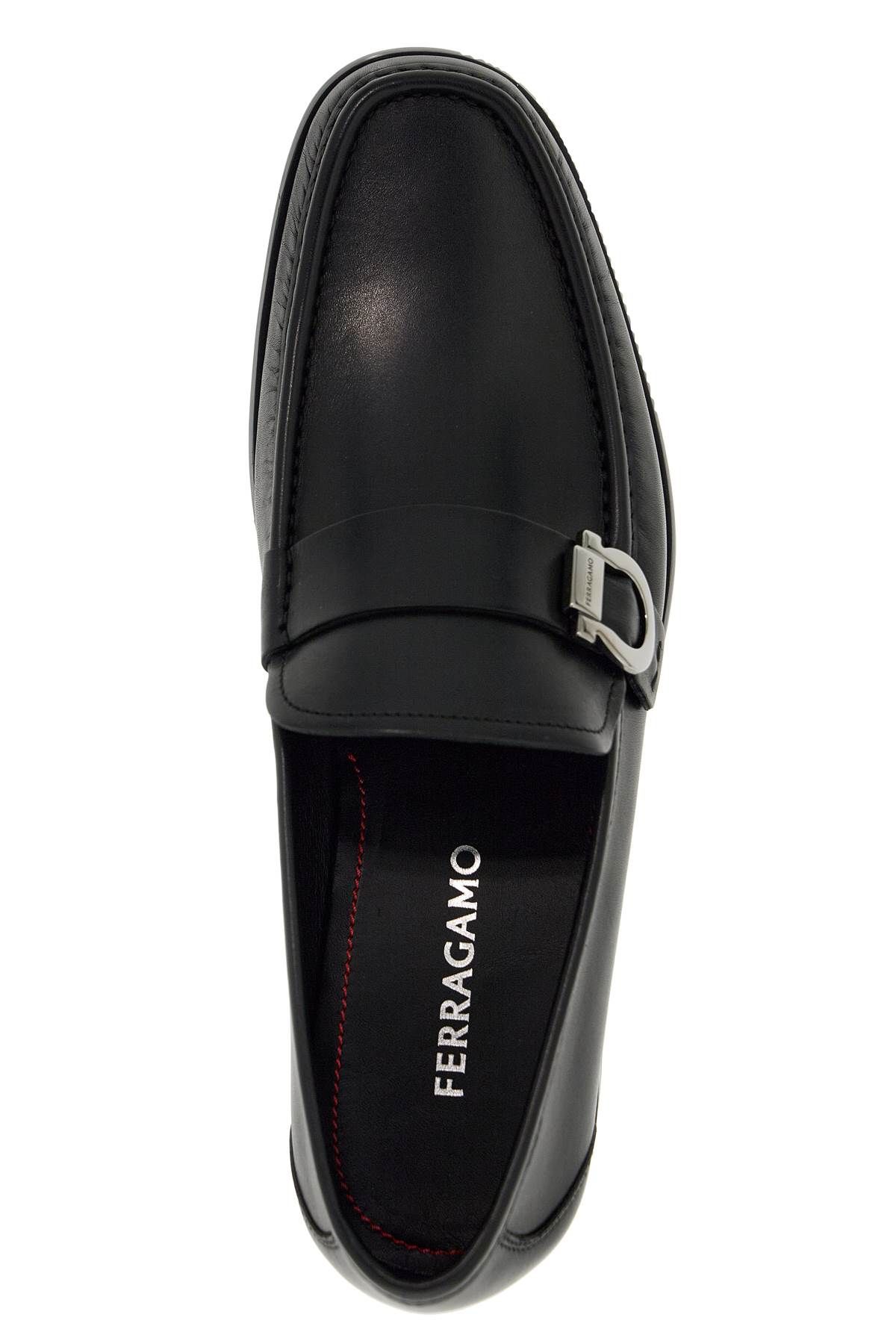 Shop Ferragamo Smooth Leather Loafers In Black