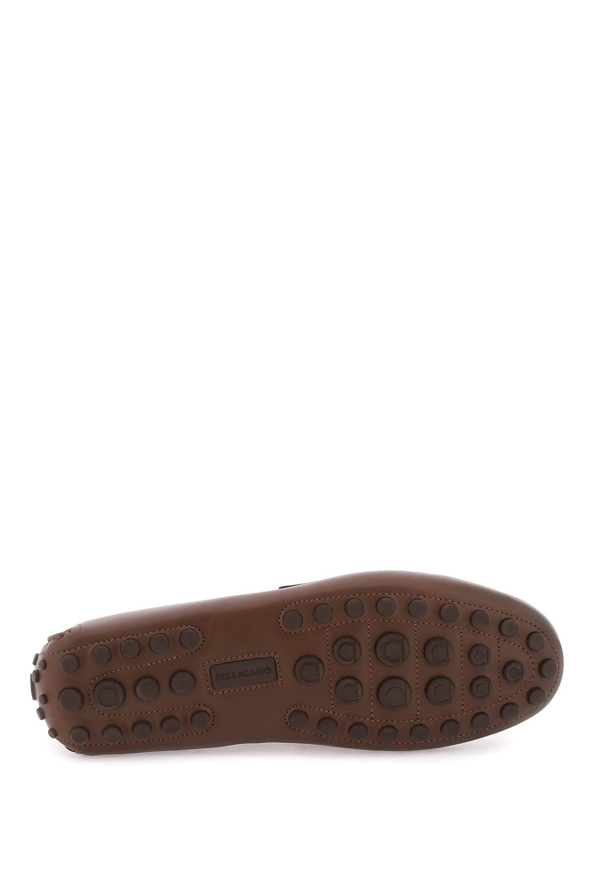 Shop Ferragamo Gancini Loafers In Brown