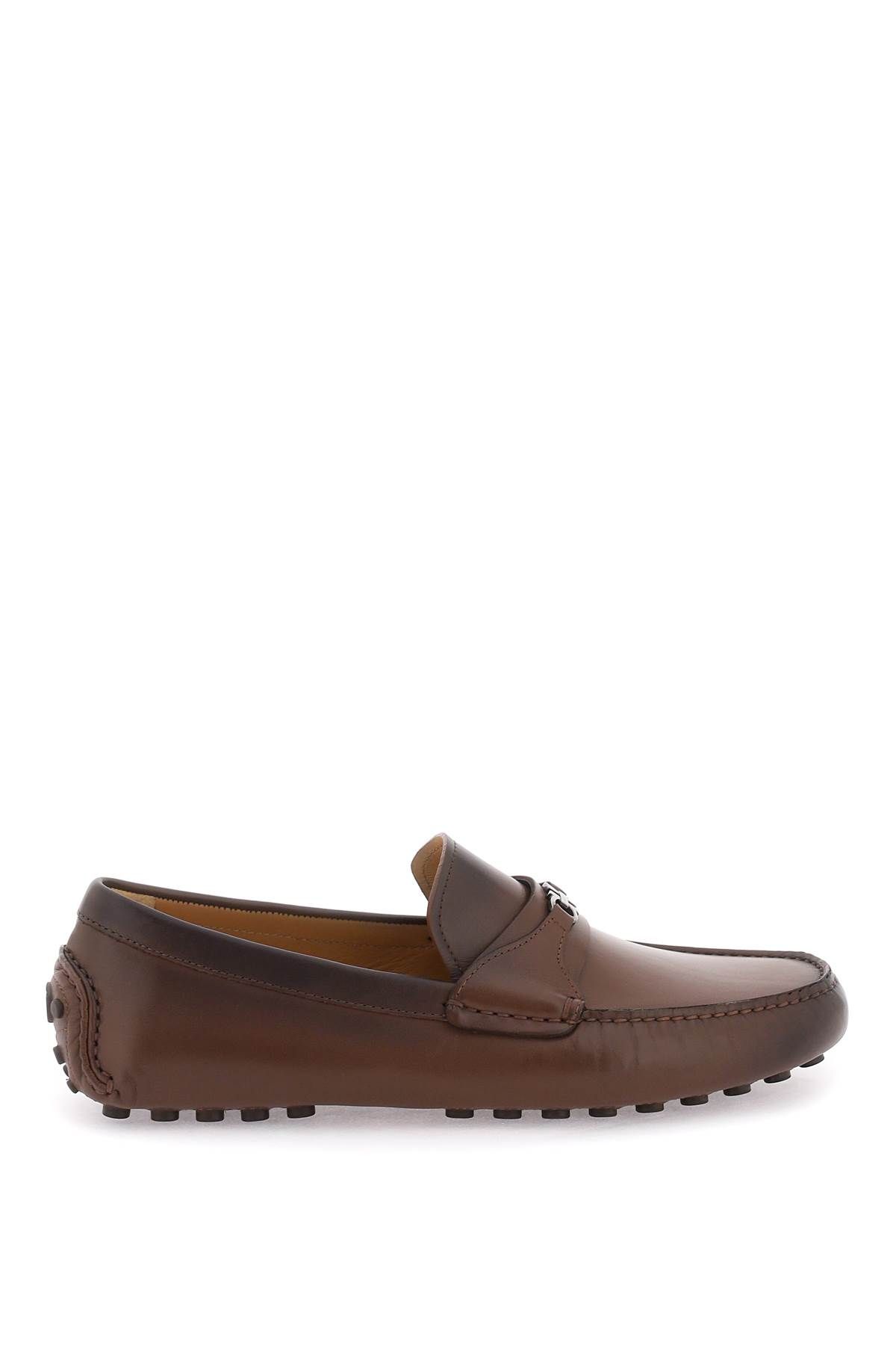 Shop Ferragamo Gancini Loafers In Brown