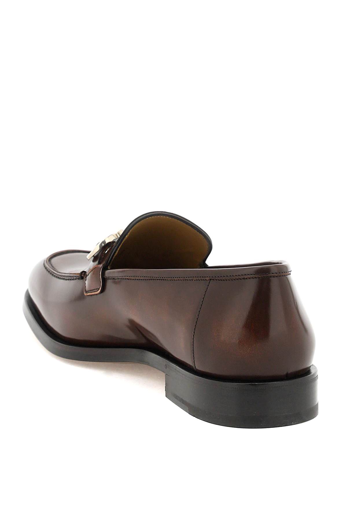 Shop Ferragamo 'gustav' Loafers With Gancini Detail In Brown