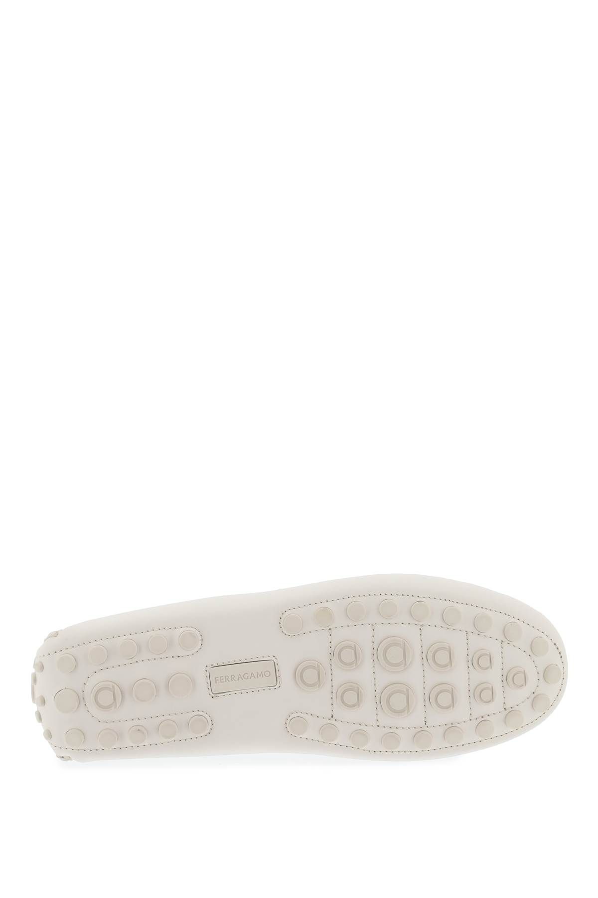 Shop Ferragamo Loafers With Gancini Detail In White