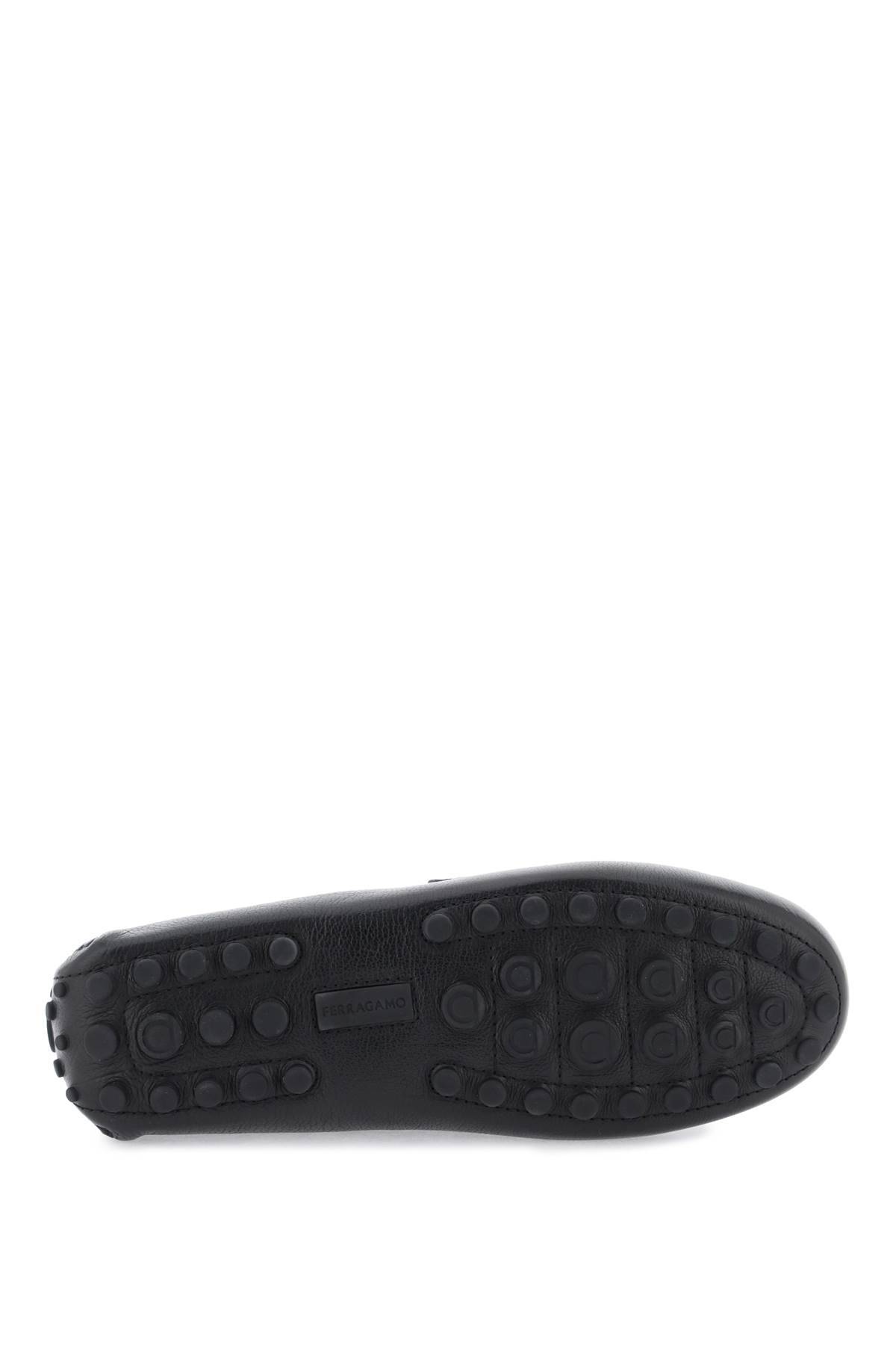 Shop Ferragamo Loafers With Gancini Detail In Black