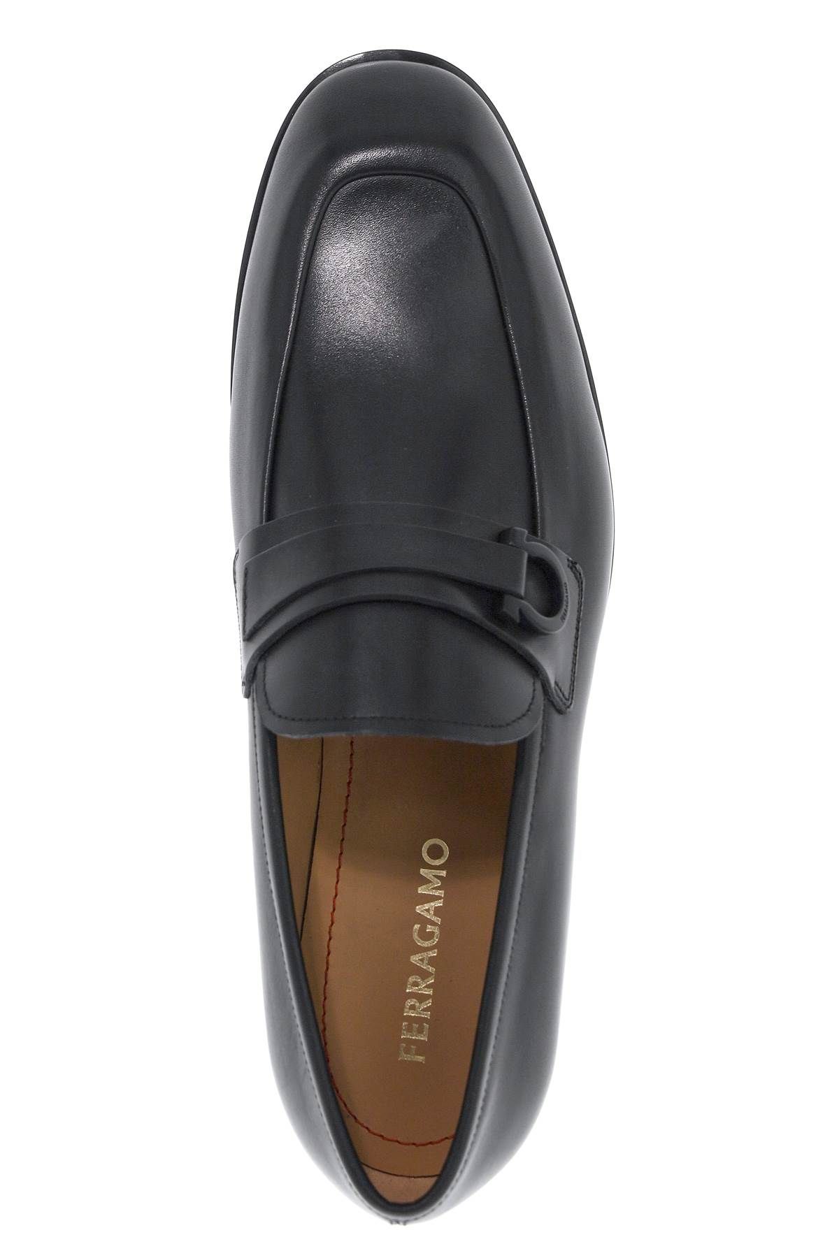 Shop Ferragamo Smooth Leather Loafers With Gancini In Black