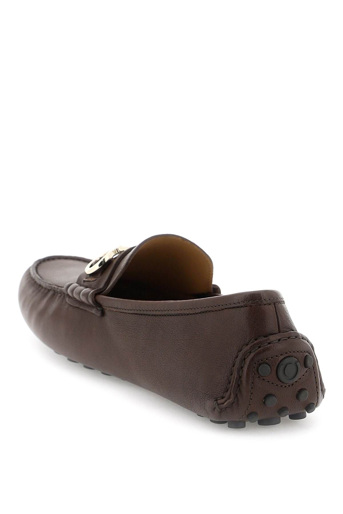 Shop Ferragamo Gancini Loafers In Brown
