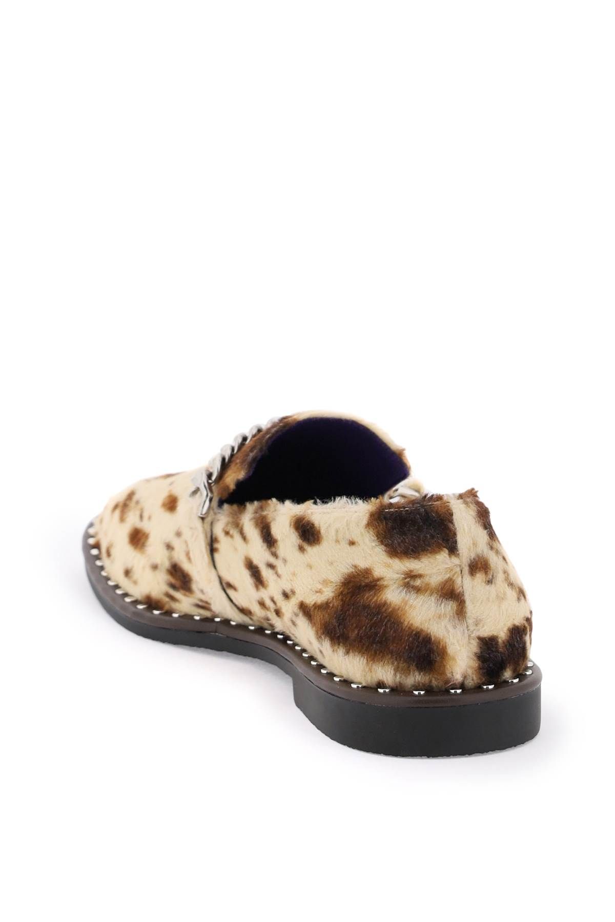Shop Stella Mccartney Falabella Loafers In Appaloosa-printed Velvet In Beige