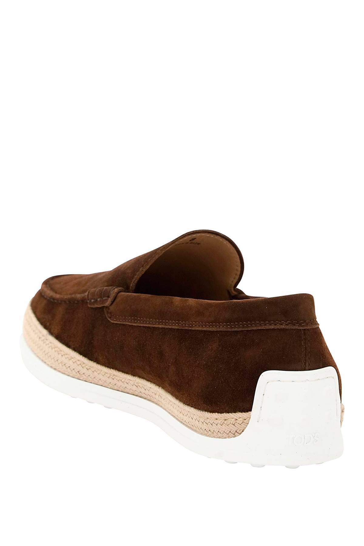 Shop Tod's Suede Slip-on With Rafia Insert In Brown