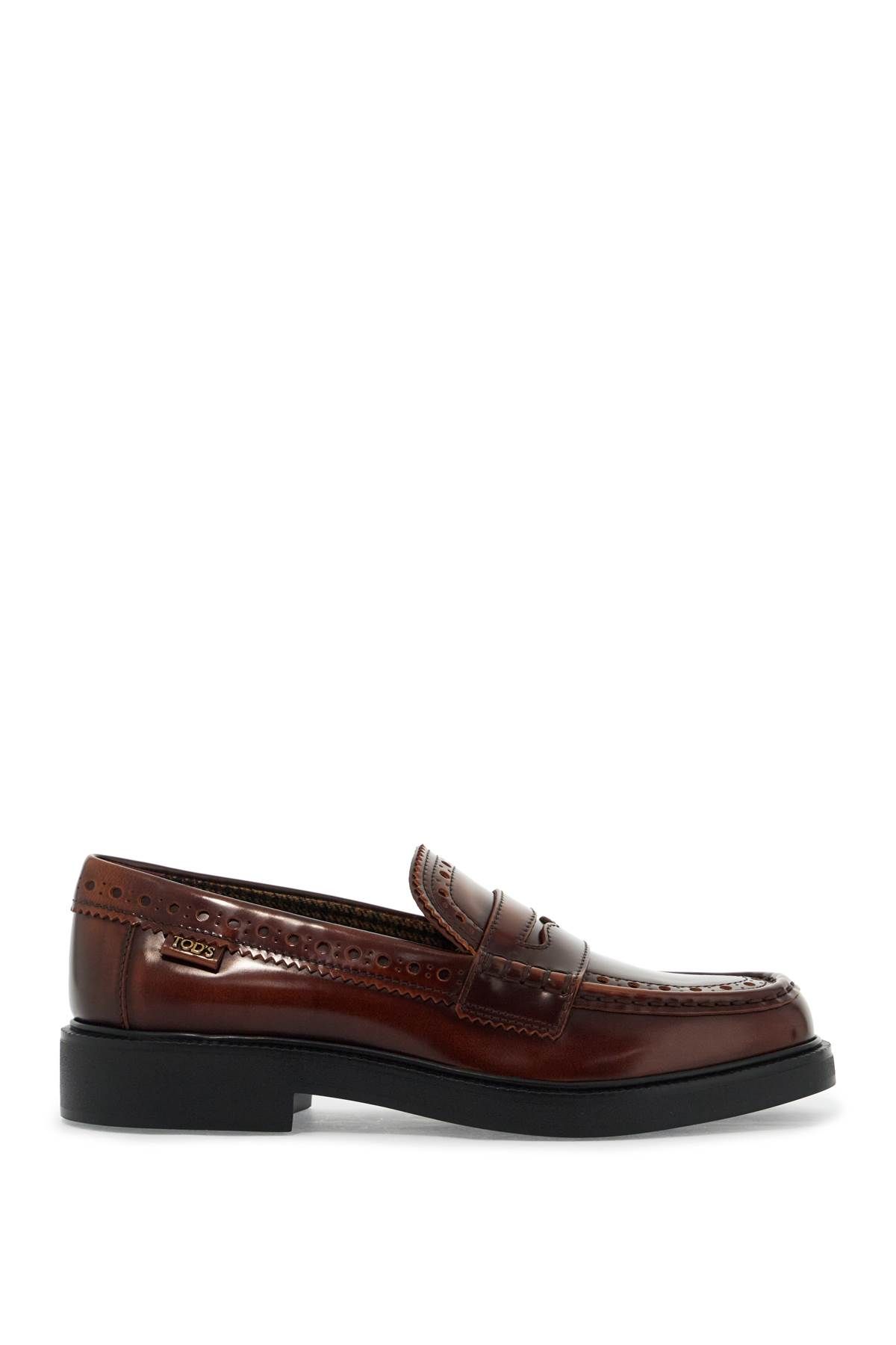 Shop Tod's Leather Brogue Loafers In Brown