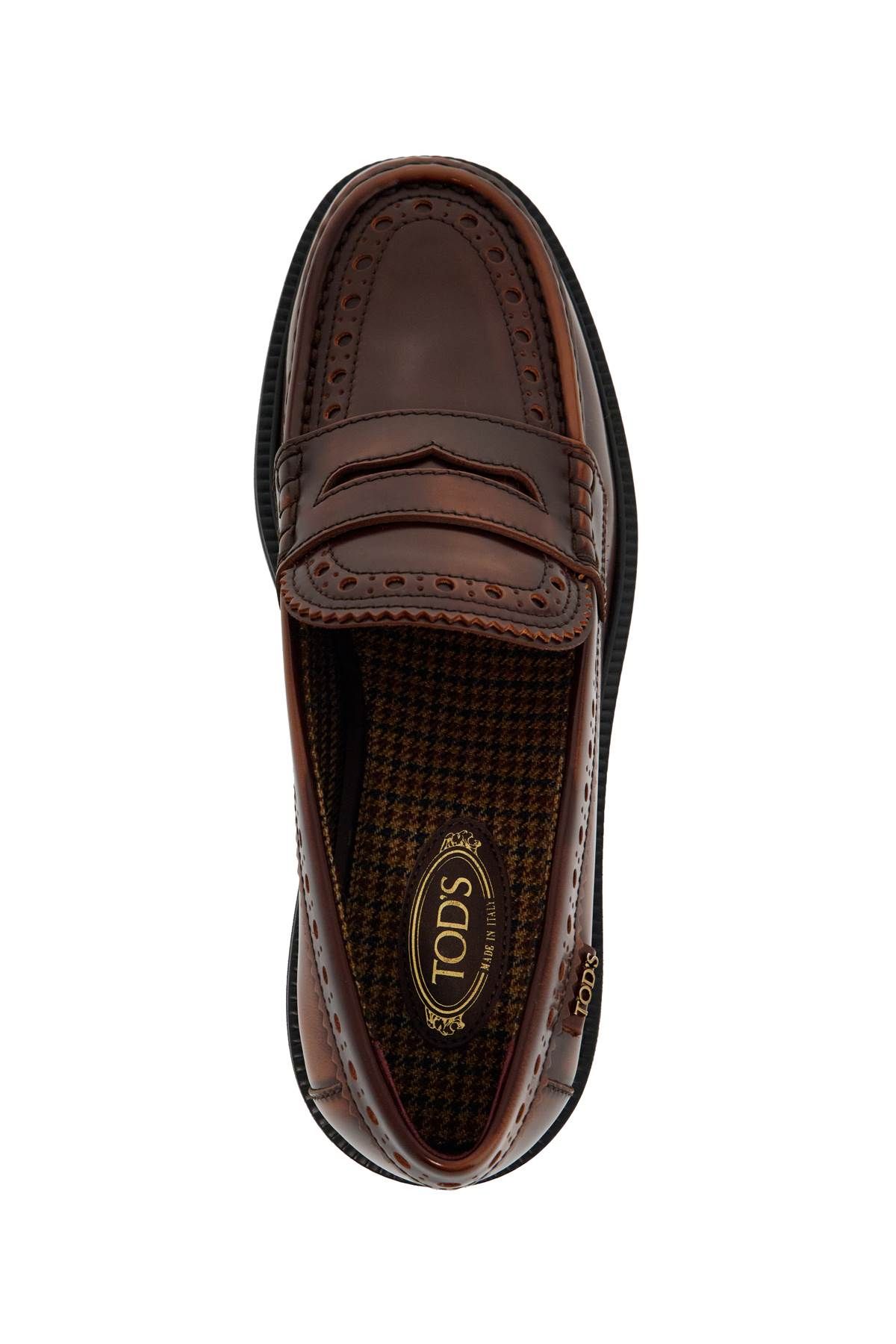 Shop Tod's Leather Brogue Loafers In Brown