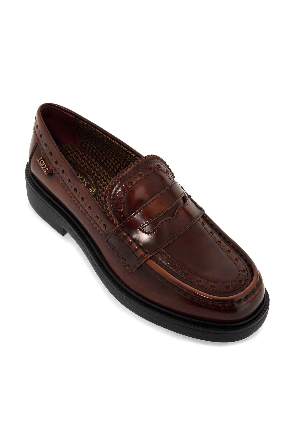 Shop Tod's Leather Brogue Loafers In Brown