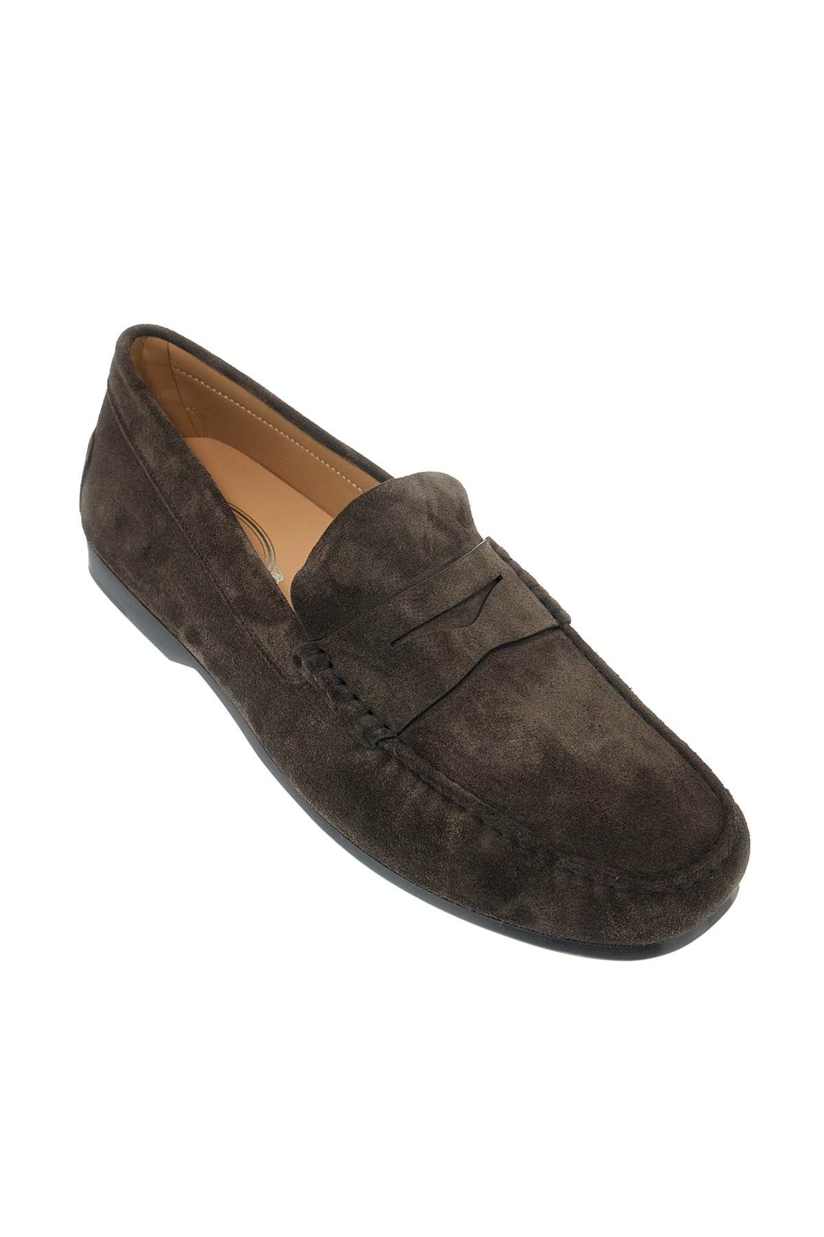 Shop Tod's Suede Loaf In Brown