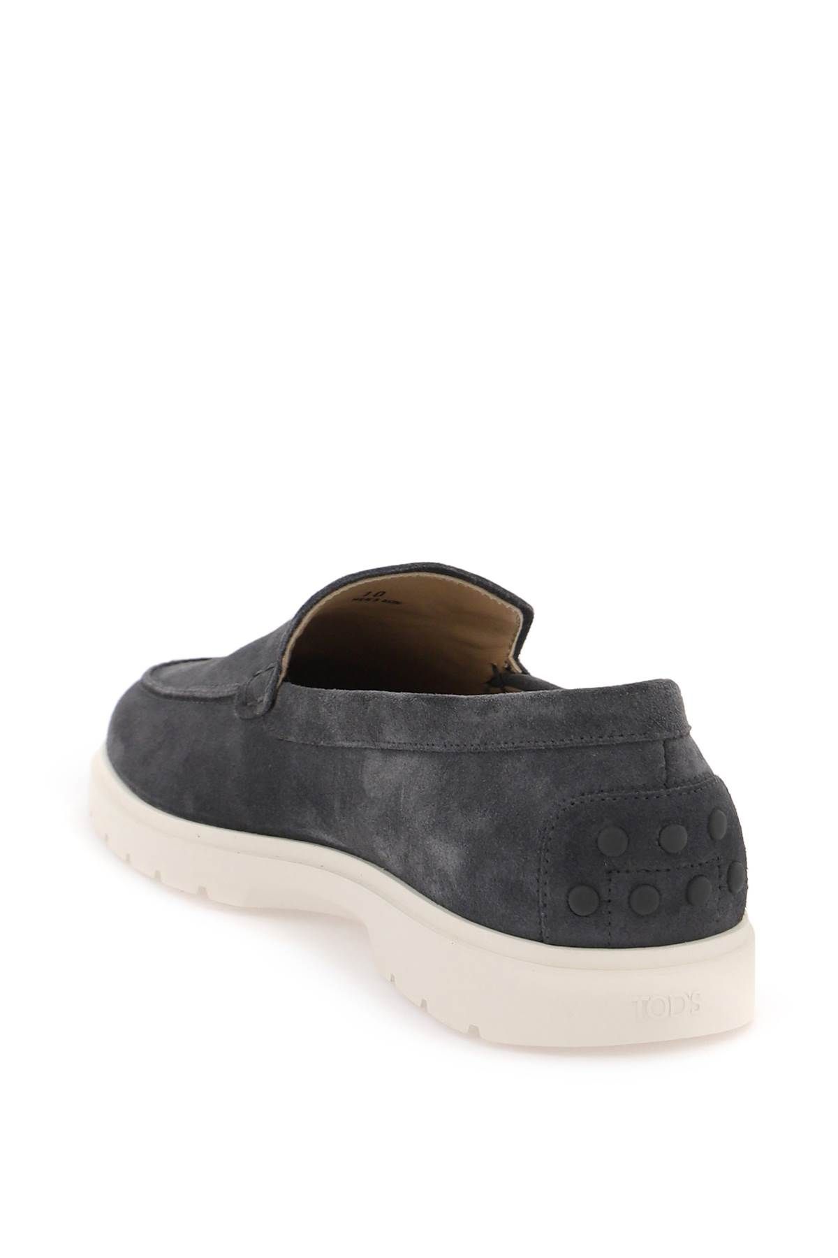 Shop Tod's Suede Loafers In Grey,blue