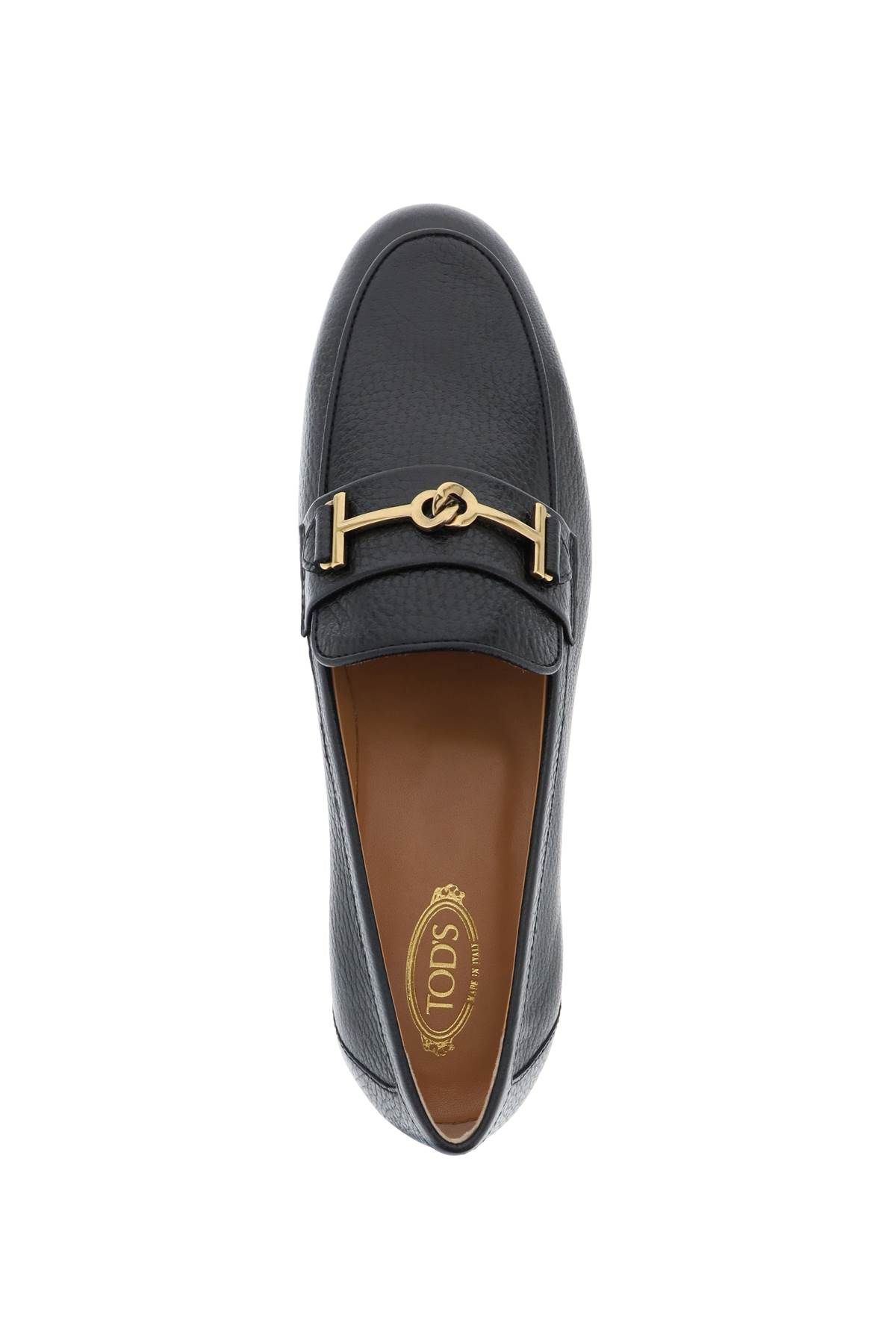Shop Tod's Leather Loafers With Bow In Black