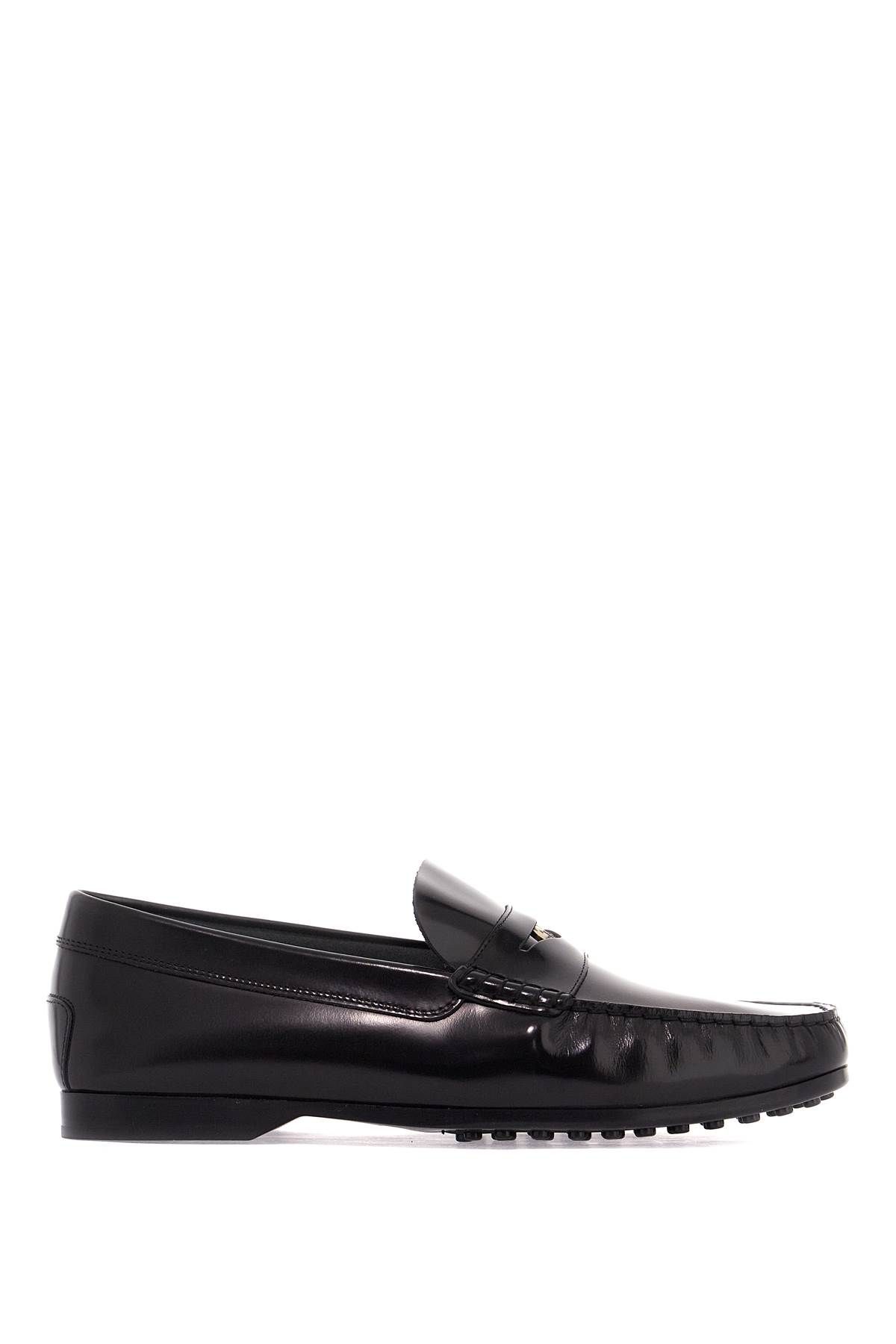 Shop Tod's Brushed Leather Loafers With Penny Detail In Black