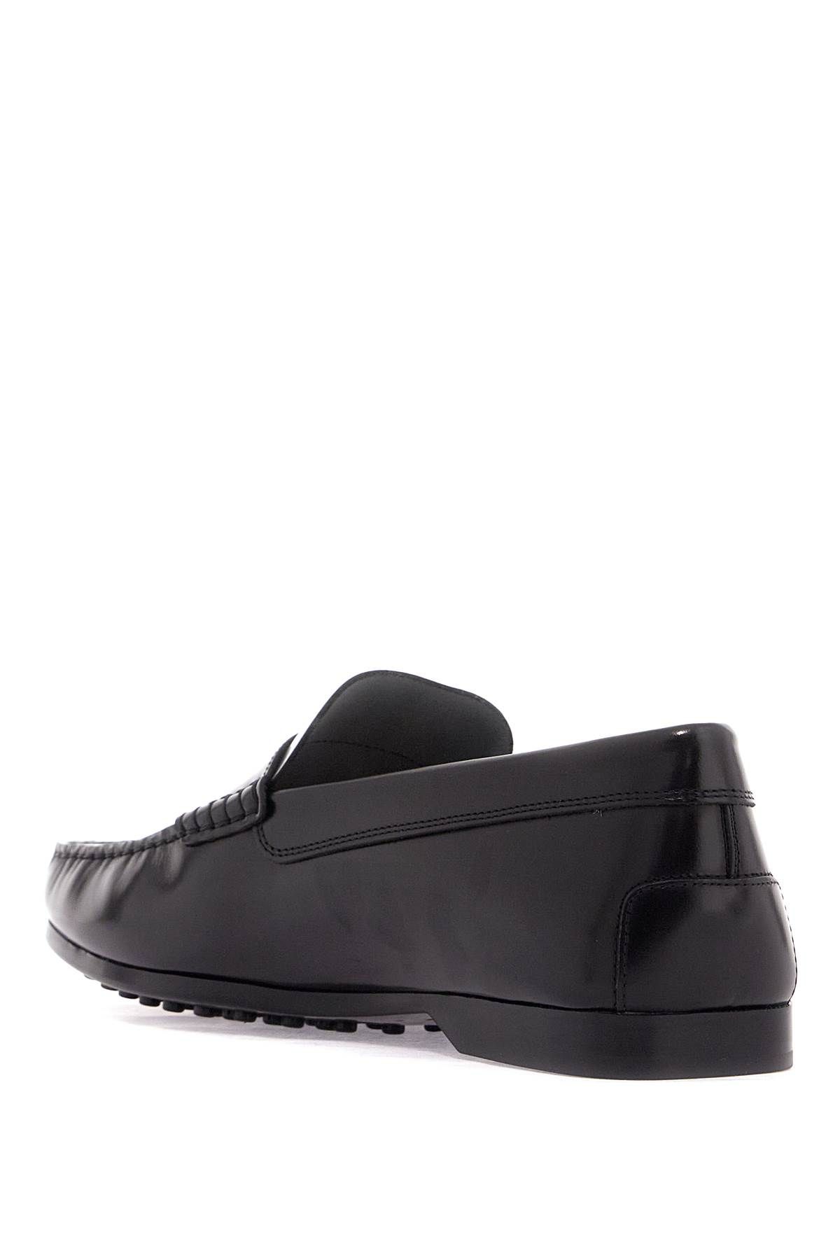 Shop Tod's Brushed Leather Loafers With Penny Detail In Black