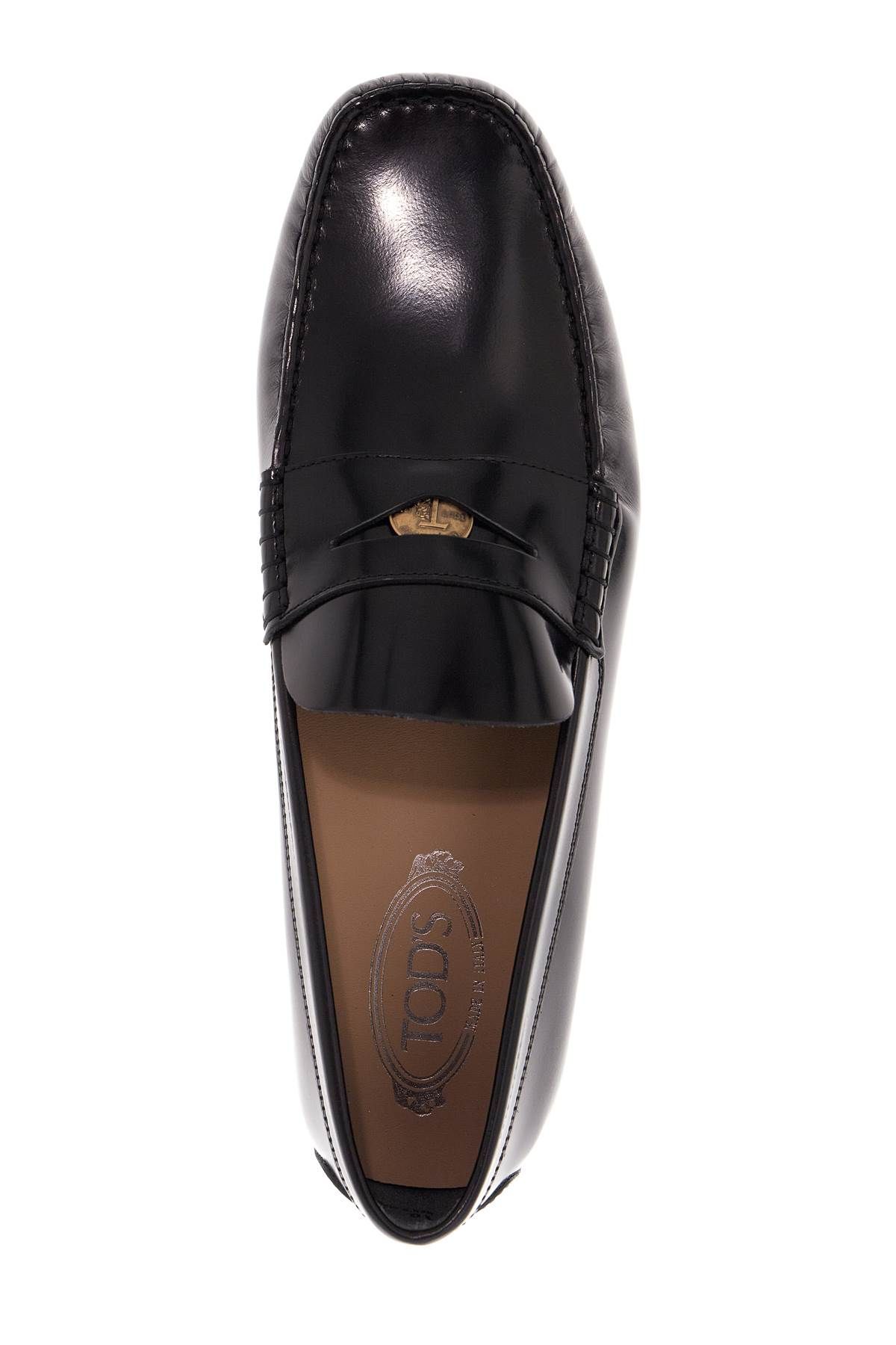 Shop Tod's Brushed Leather Loafers With Penny Detail In Black