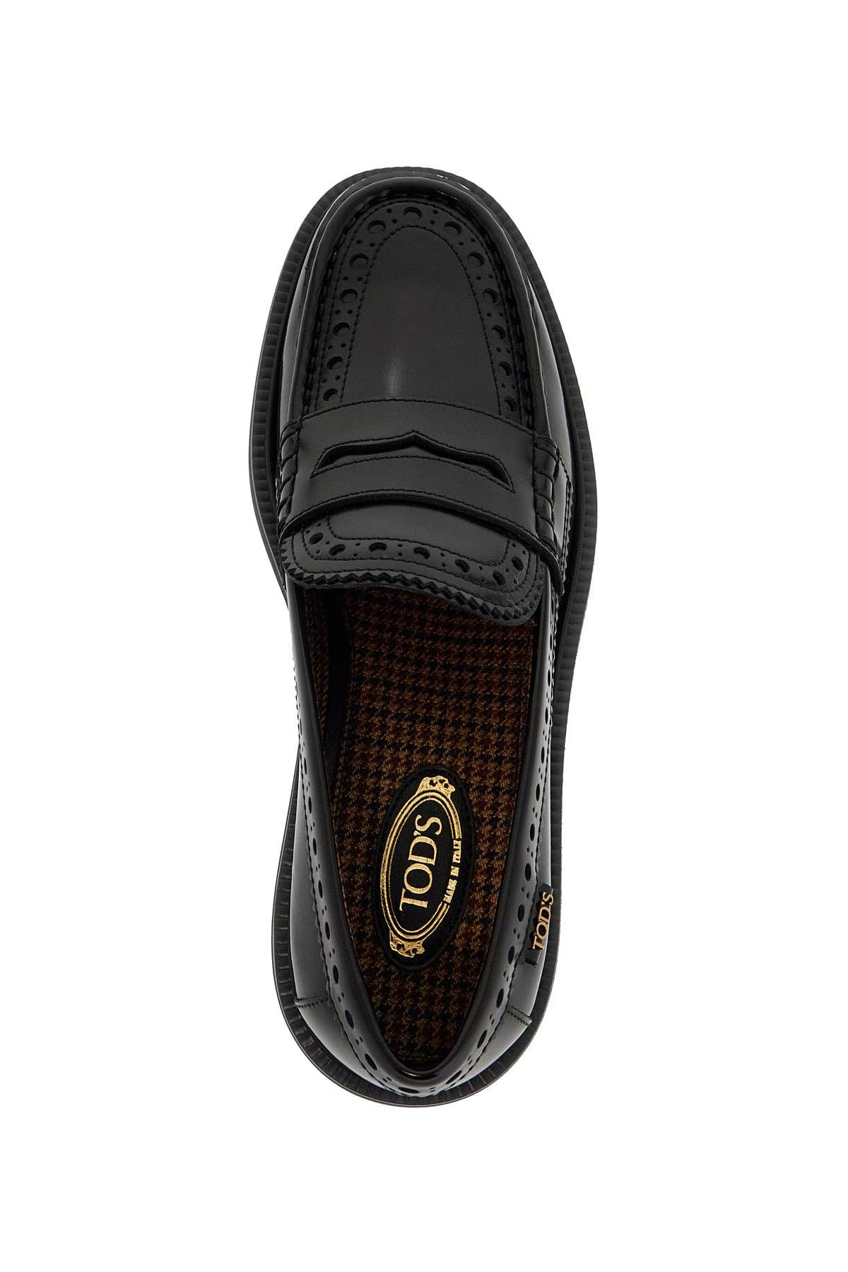 Shop Tod's Leather Brogue Loafers In Black