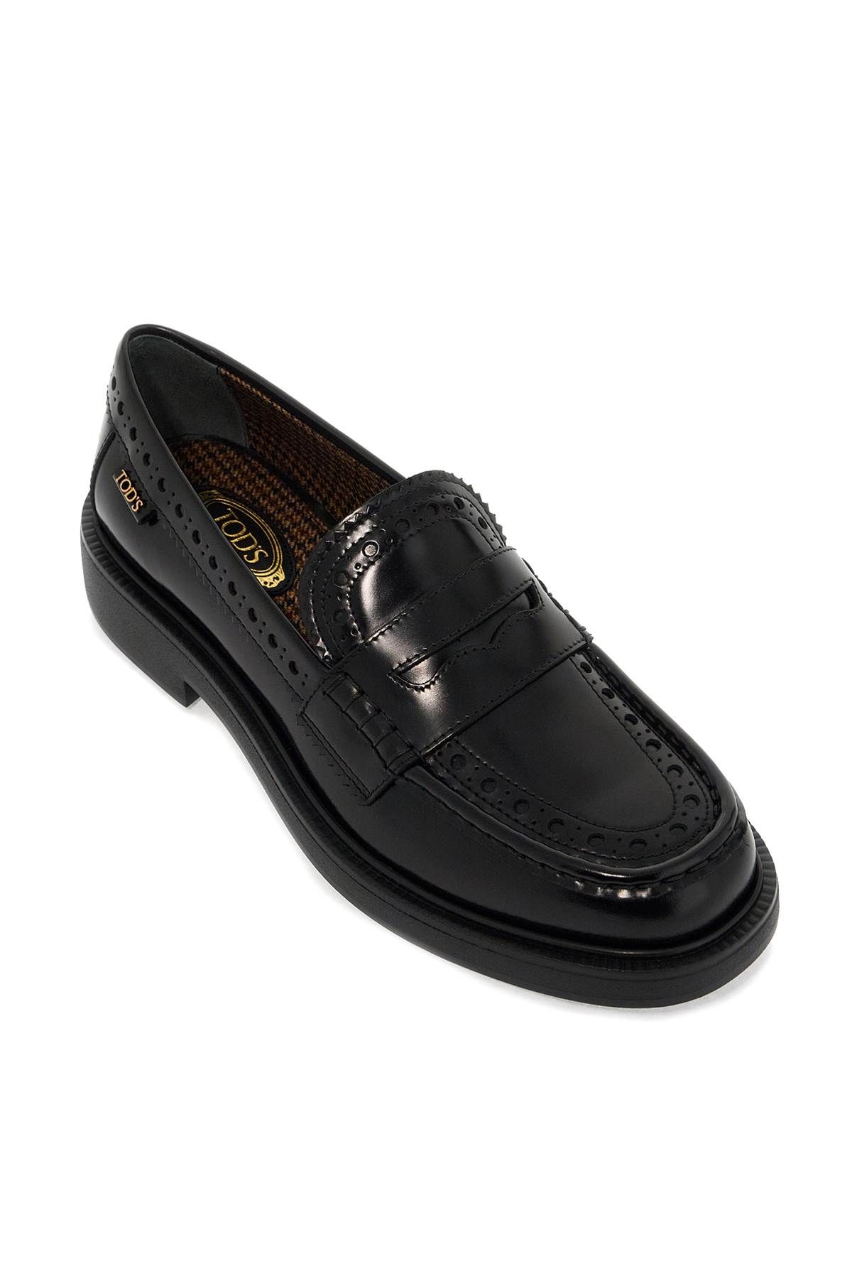 Shop Tod's Leather Brogue Loafers In Black