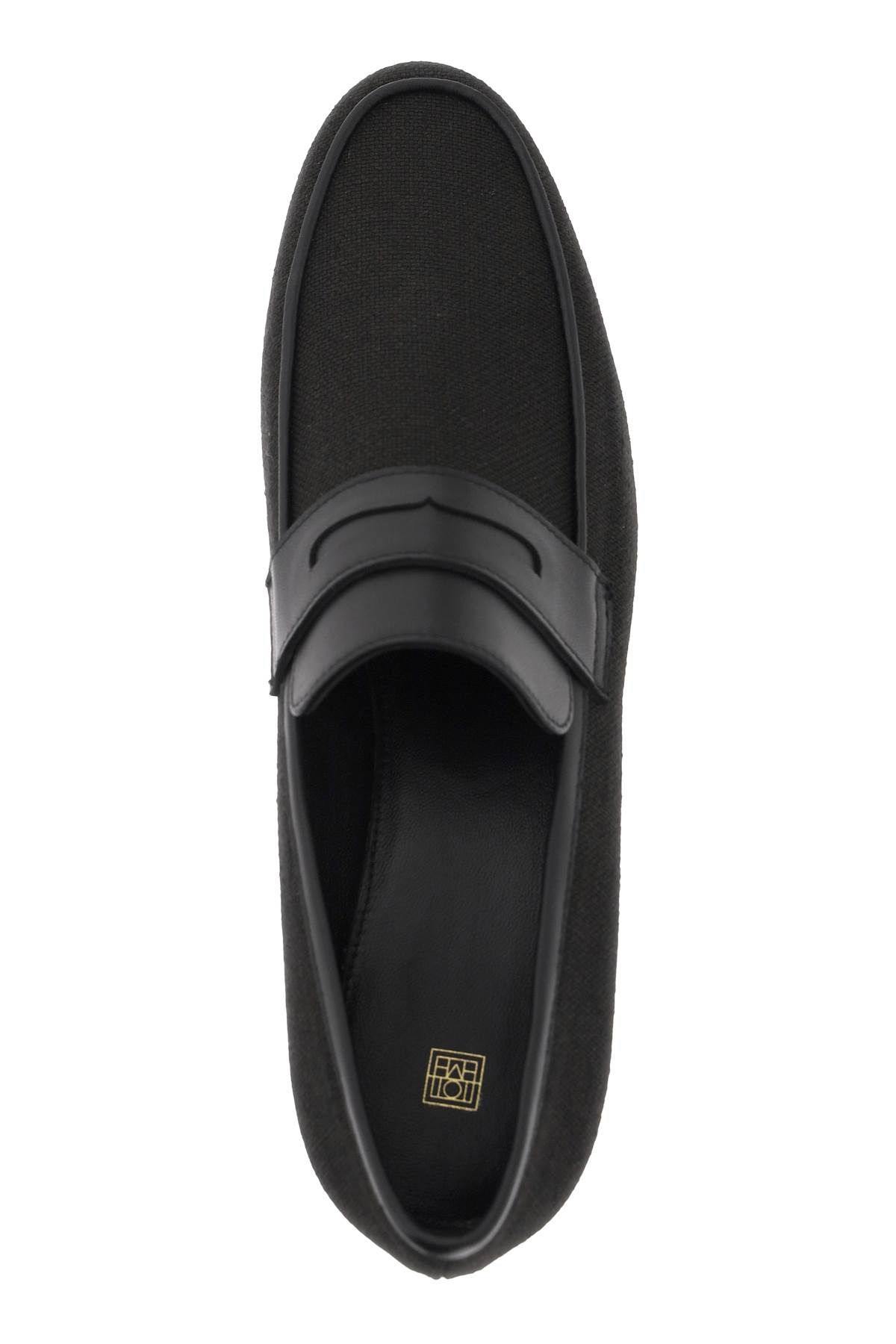 Shop Totême Canvas Penny Loafers In Black