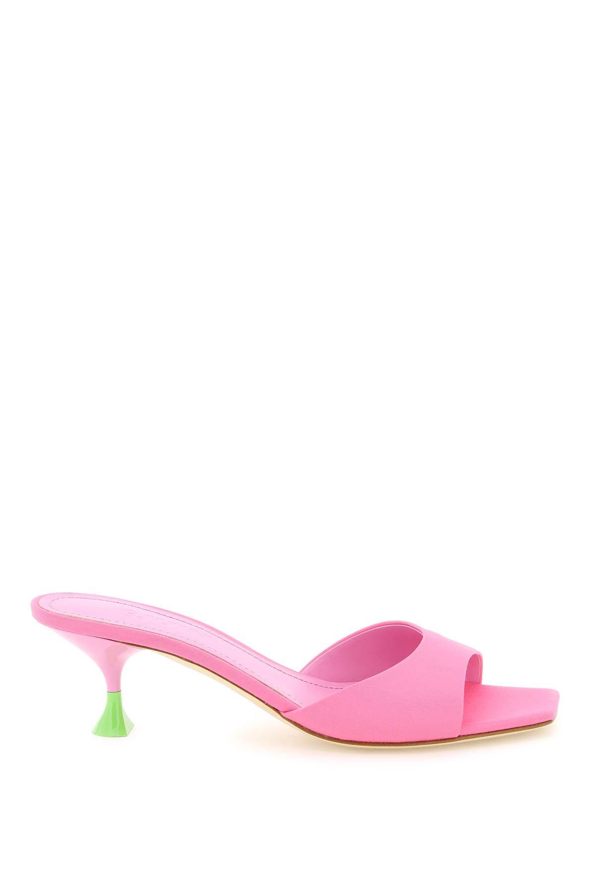 Shop 3juin 'kimi' Satin Mules In Pink,green