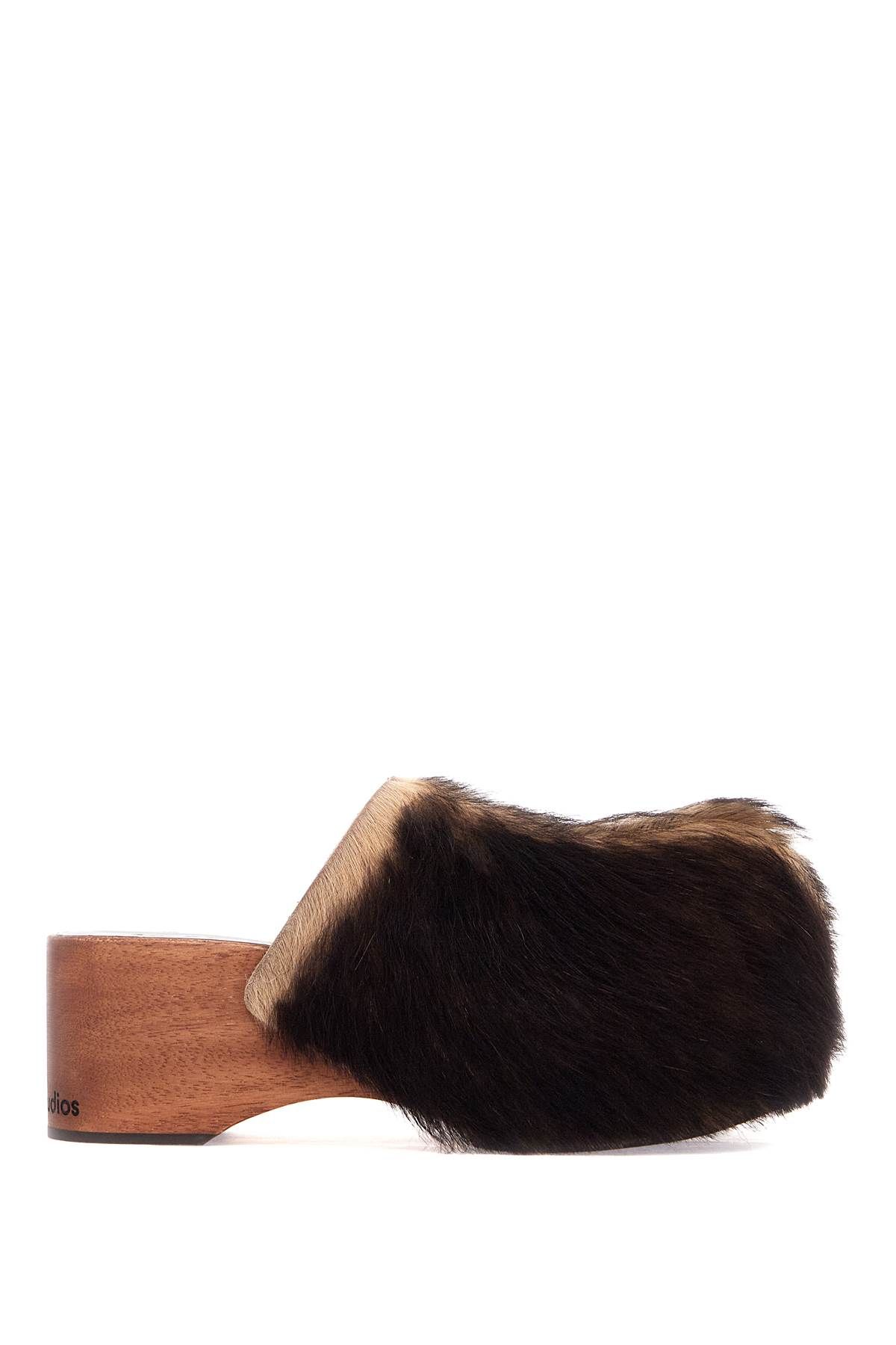 Shop Acne Studios Wooden Clogs In Pony Hair In Brown