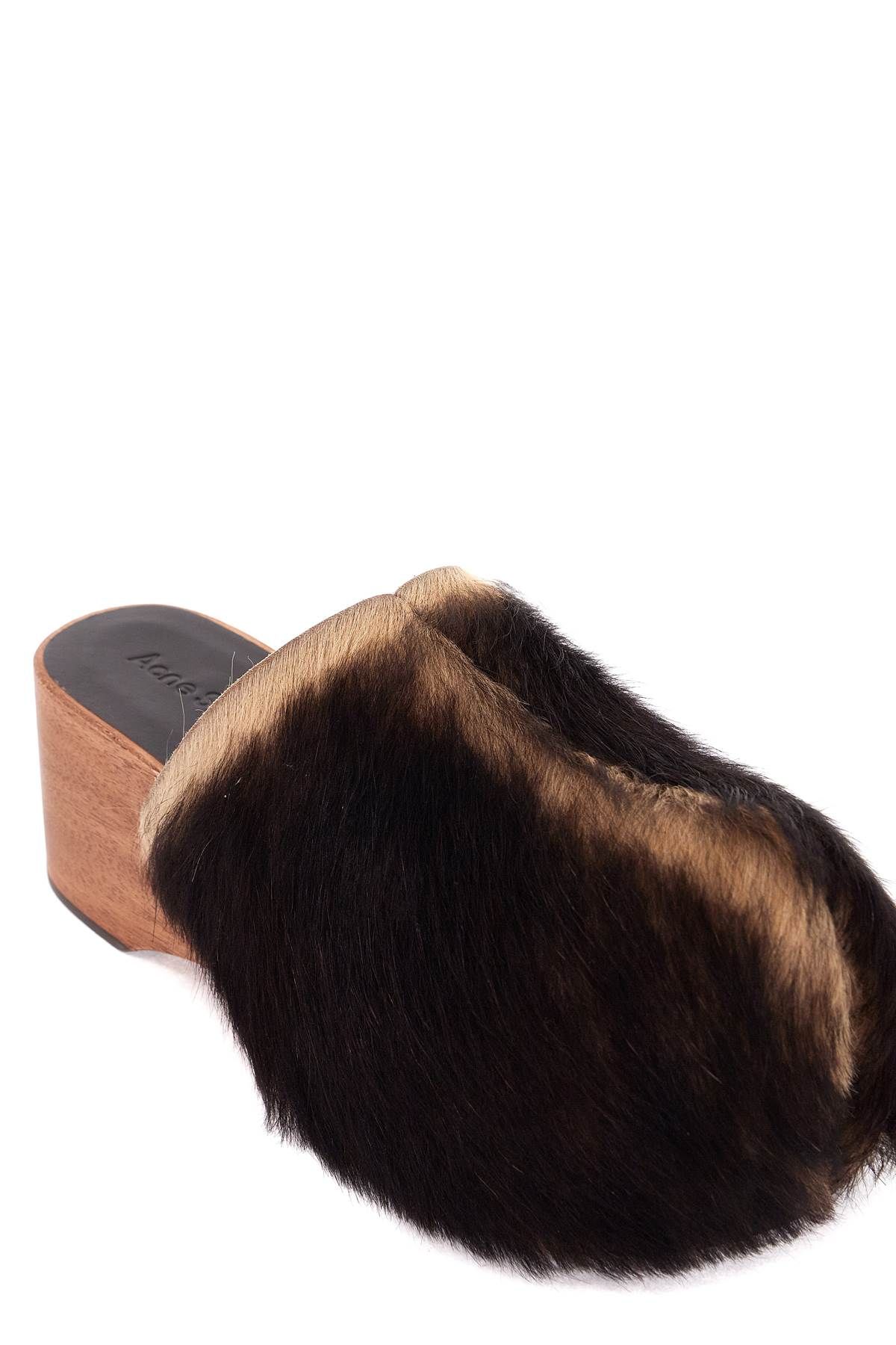 Shop Acne Studios Wooden Clogs In Pony Hair In Brown