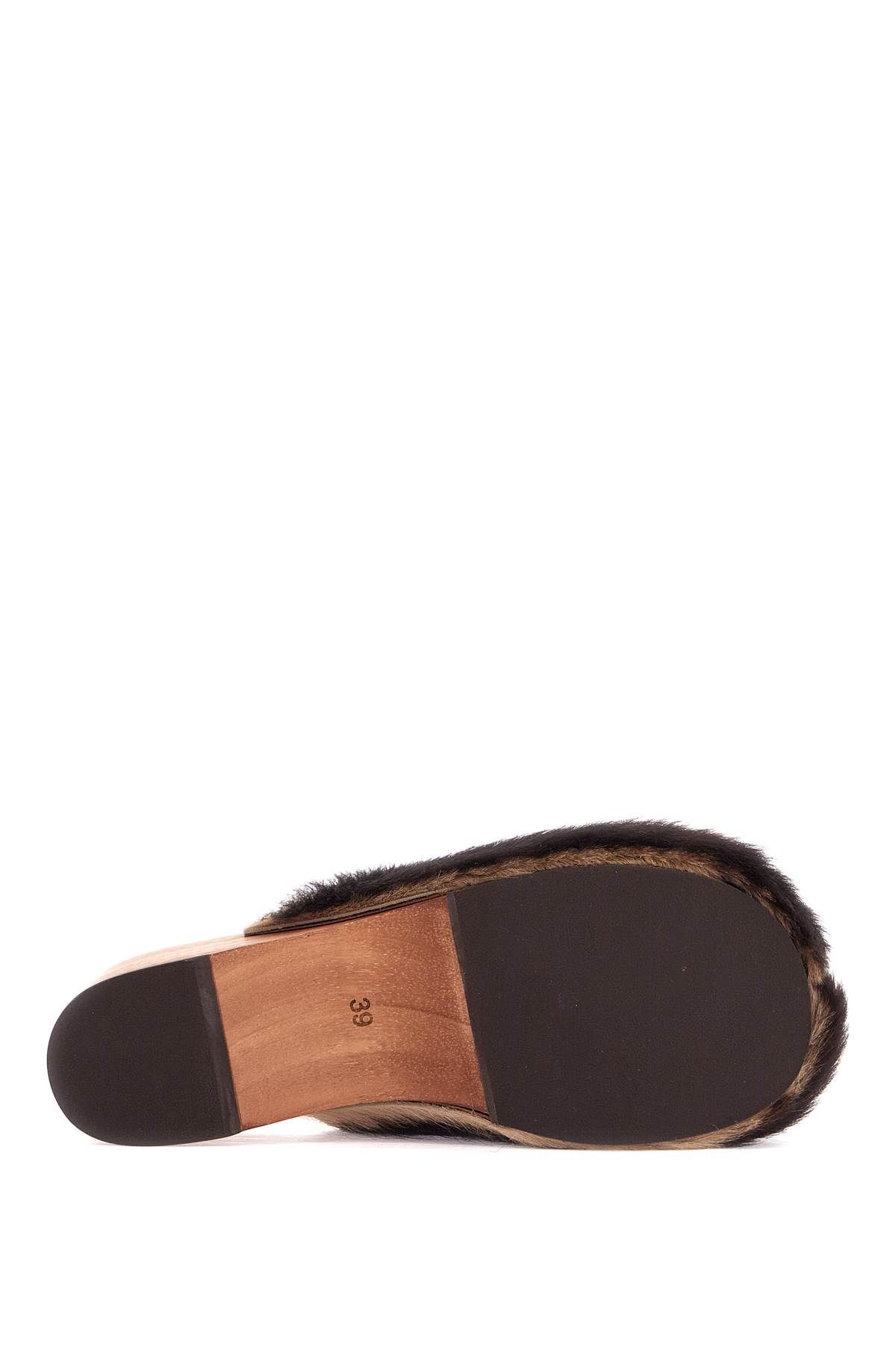 Shop Acne Studios Wooden Clogs In Pony Hair In Brown