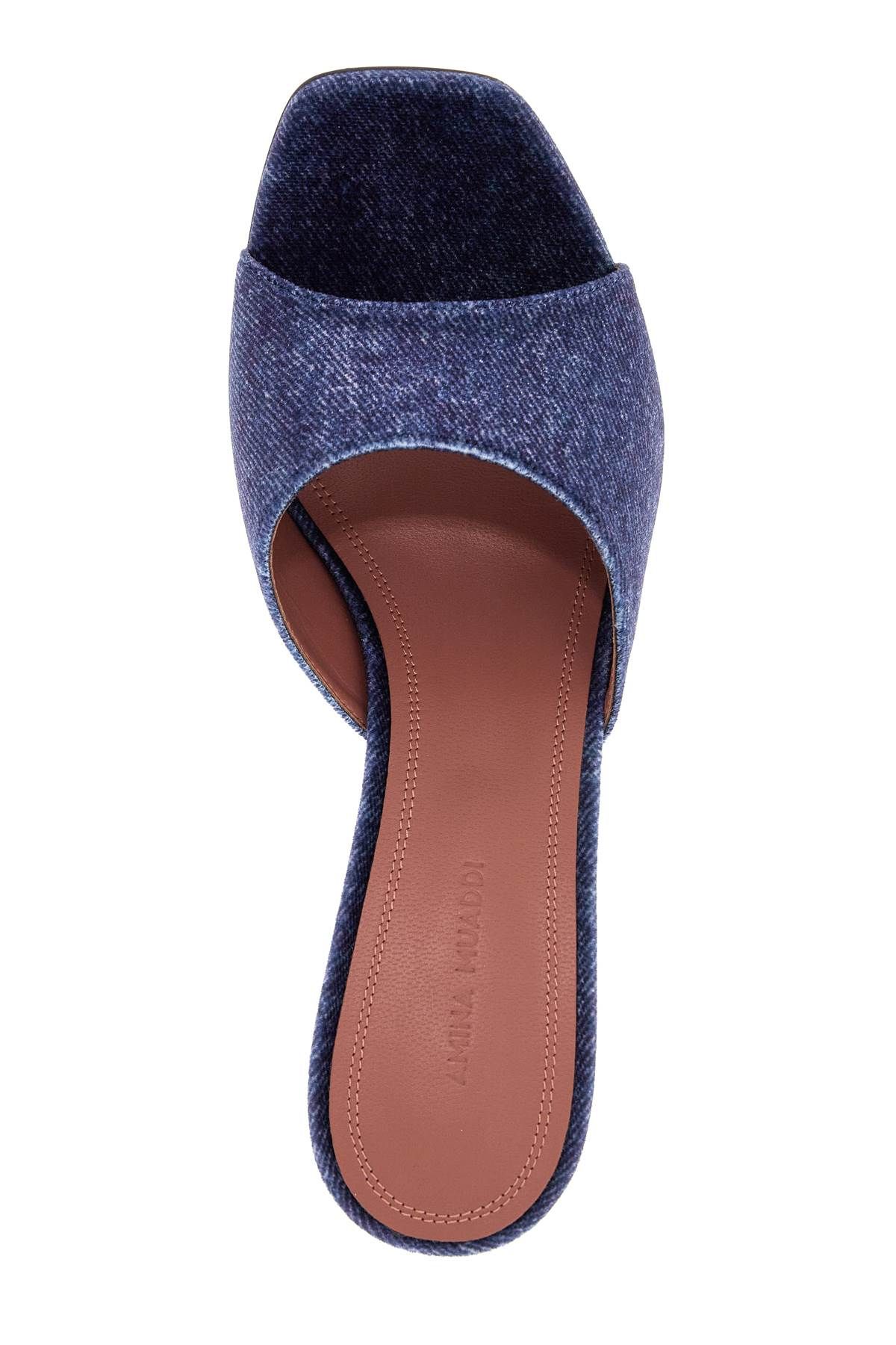 Shop Amina Muaddi Velvet Lupita Mules In Blue