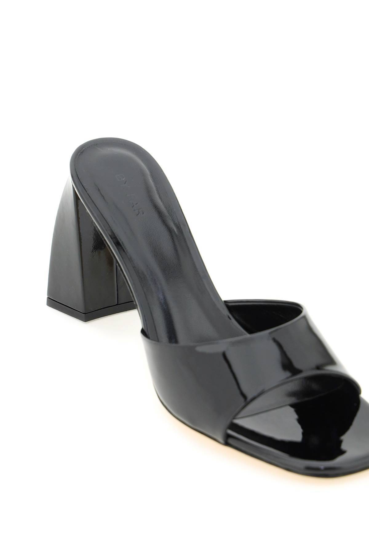 Shop By Far Patent Leather 'michele' Mules In Black