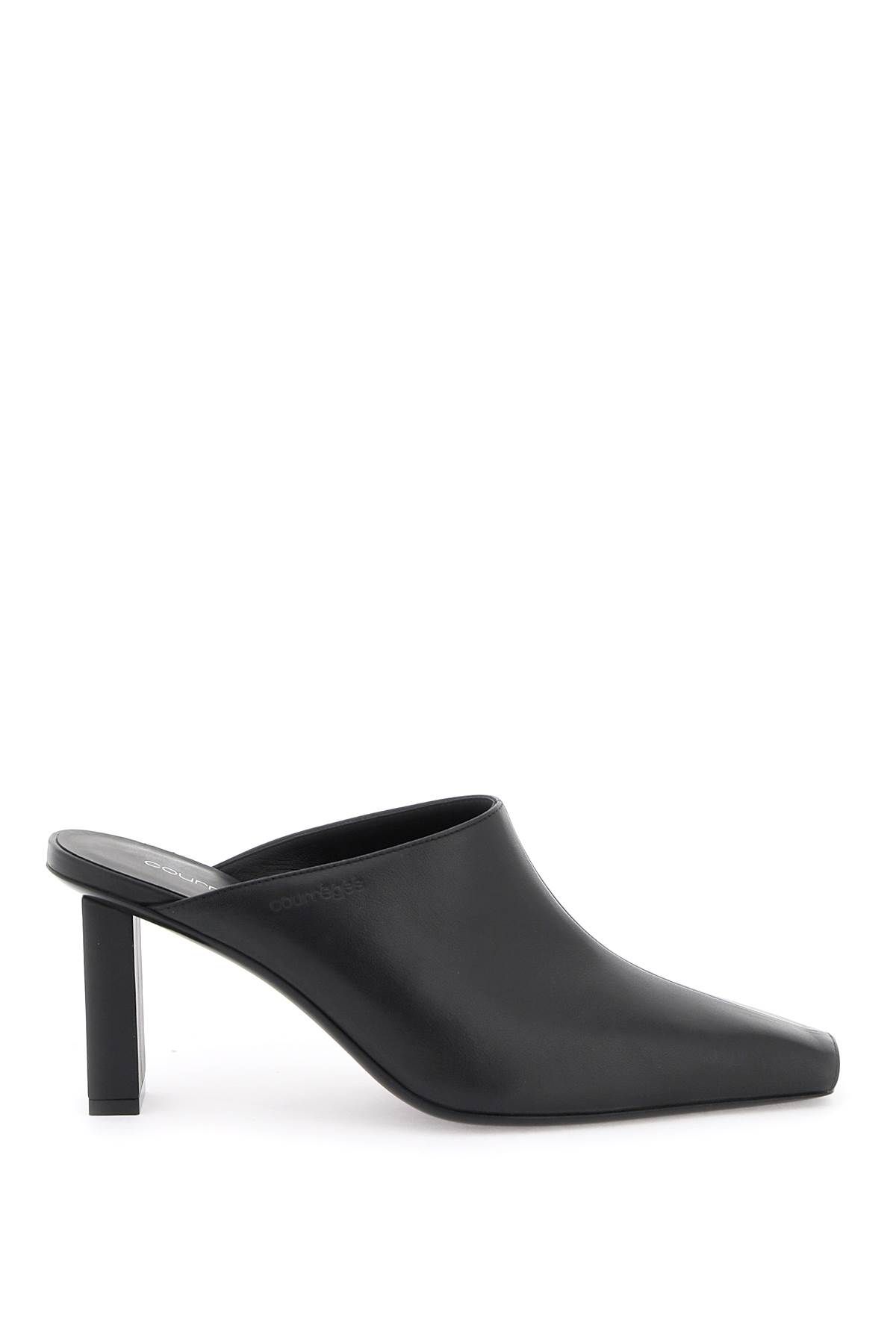 Shop Courrèges Leather Mules For In Black