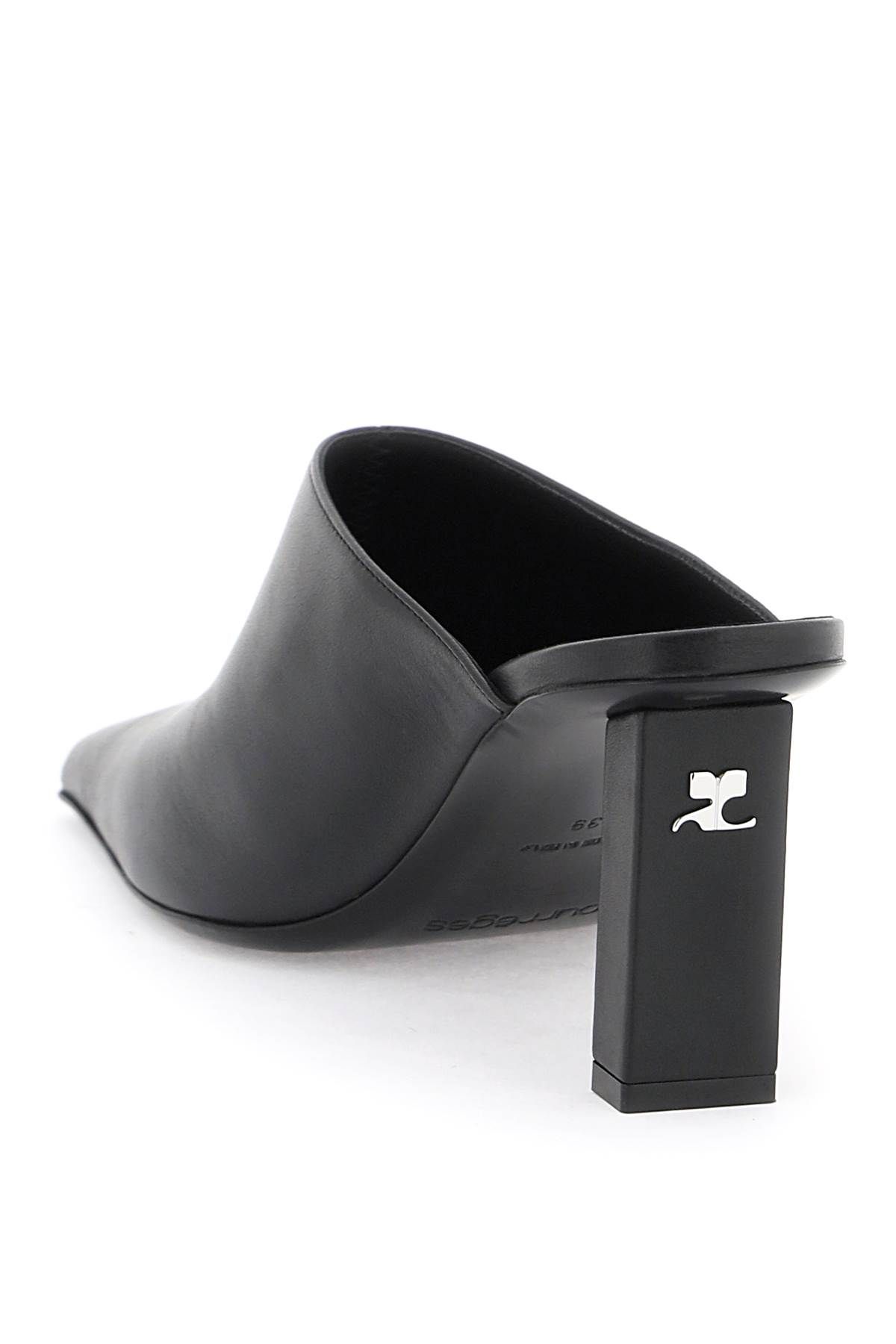 Shop Courrèges Leather Mules For In Black