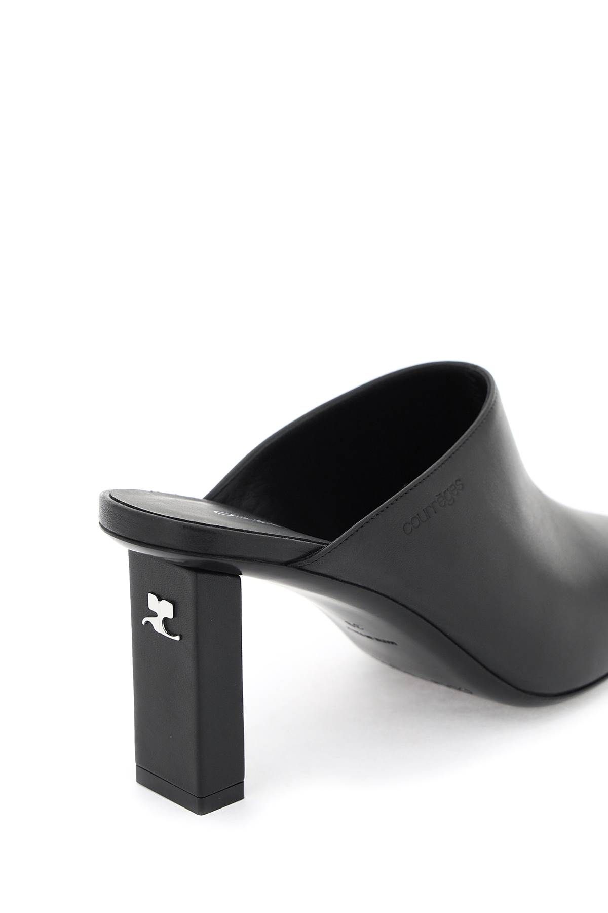 Shop Courrèges Leather Mules For In Black