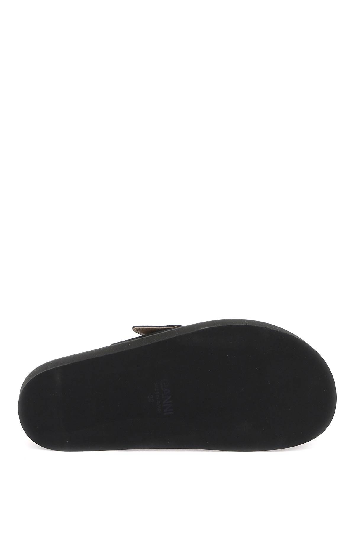 Shop Ganni Suede-like Faux Leather M In Black