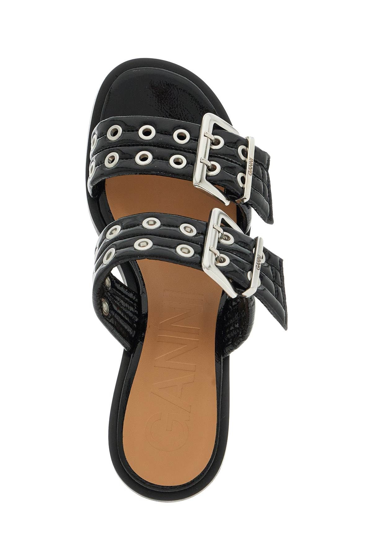 Shop Ganni "women's Patent Buckle M In Black