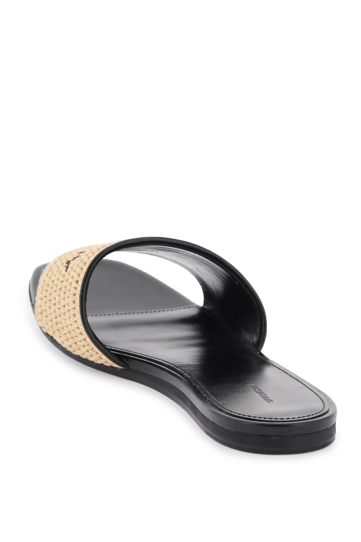 Shop Givenchy Raffia Slides In Beige