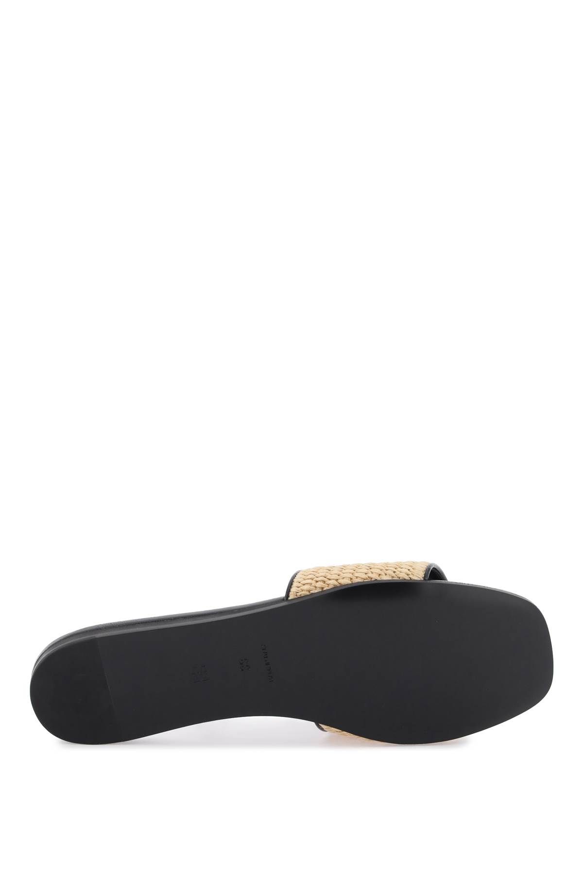 Shop Givenchy Raffia Slides In Beige