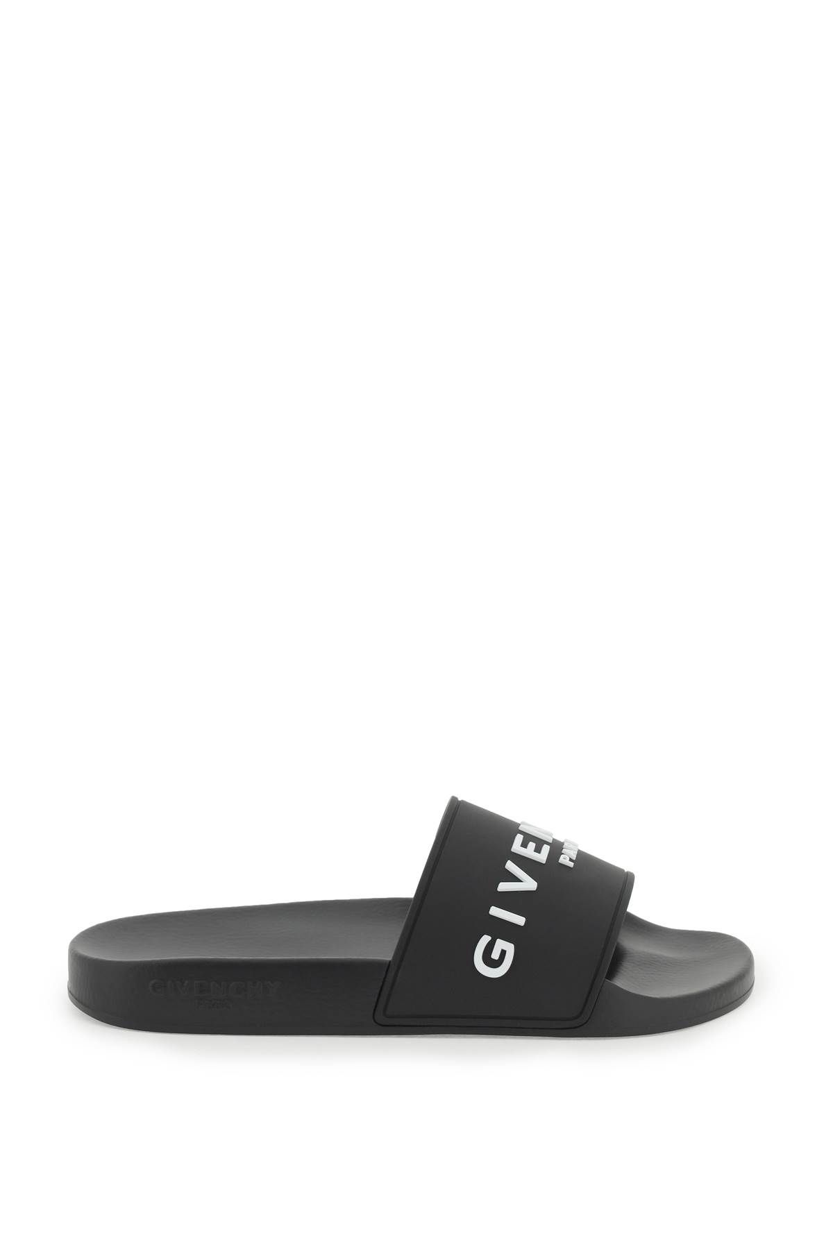 Shop Givenchy Logo Rubber Slides In Black