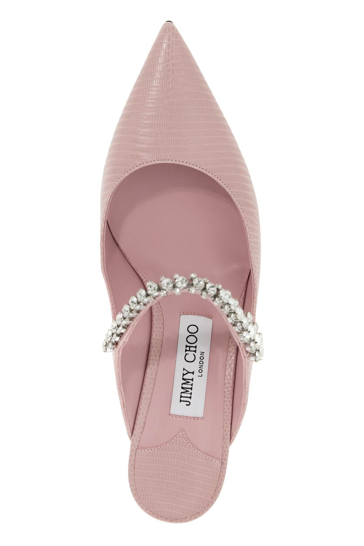 Shop Jimmy Choo Lizard-embossed Leather Bing 65 Mules In Pink