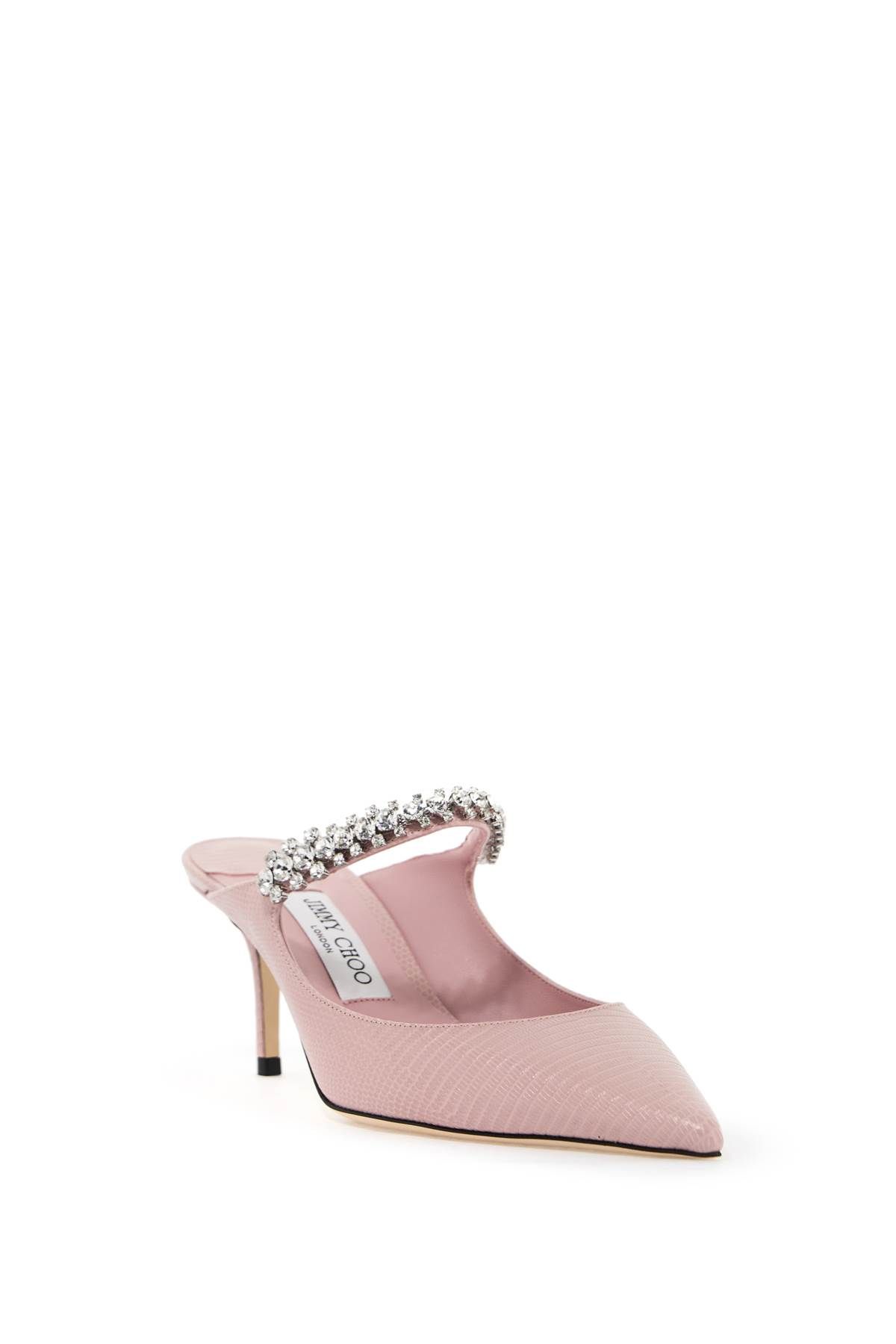 Shop Jimmy Choo Lizard-embossed Leather Bing 65 Mules In Pink