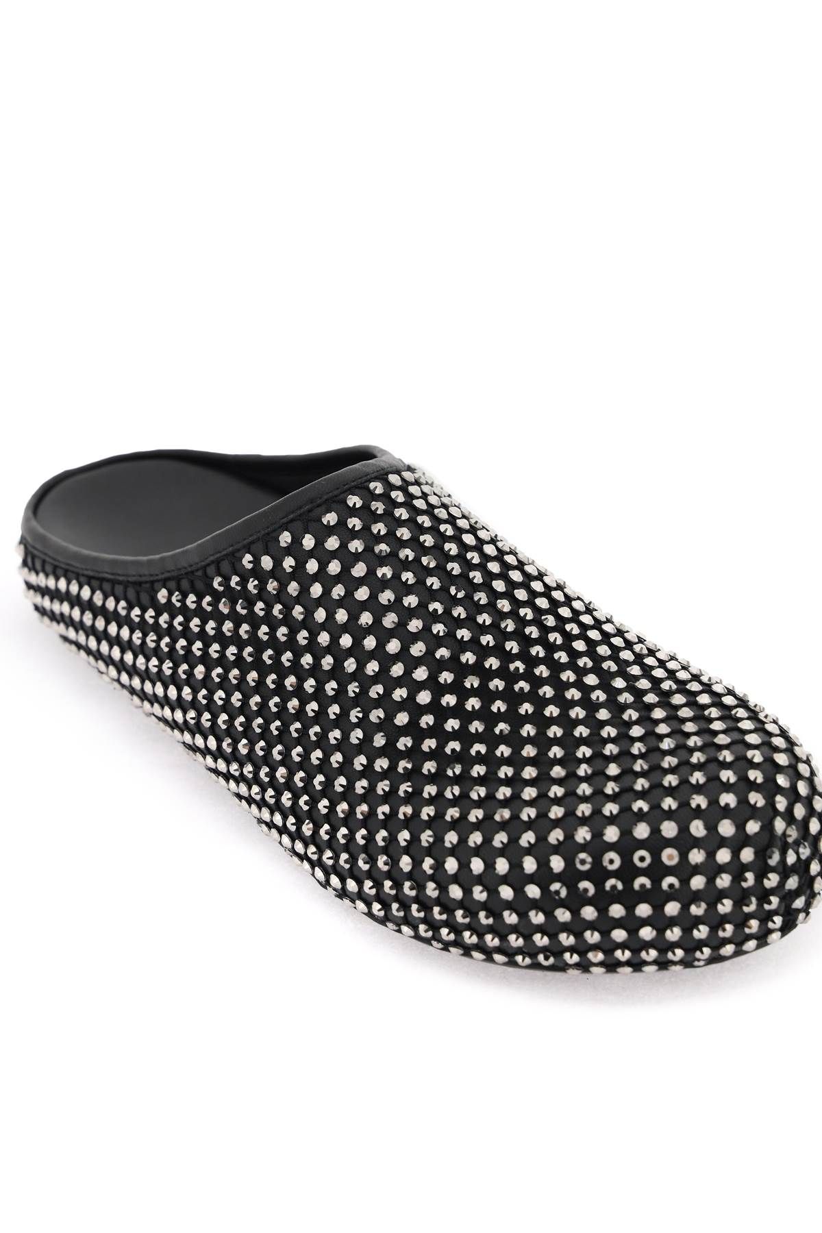 Shop Marni Leather Fussbett Clogs With Rhinestones In Black