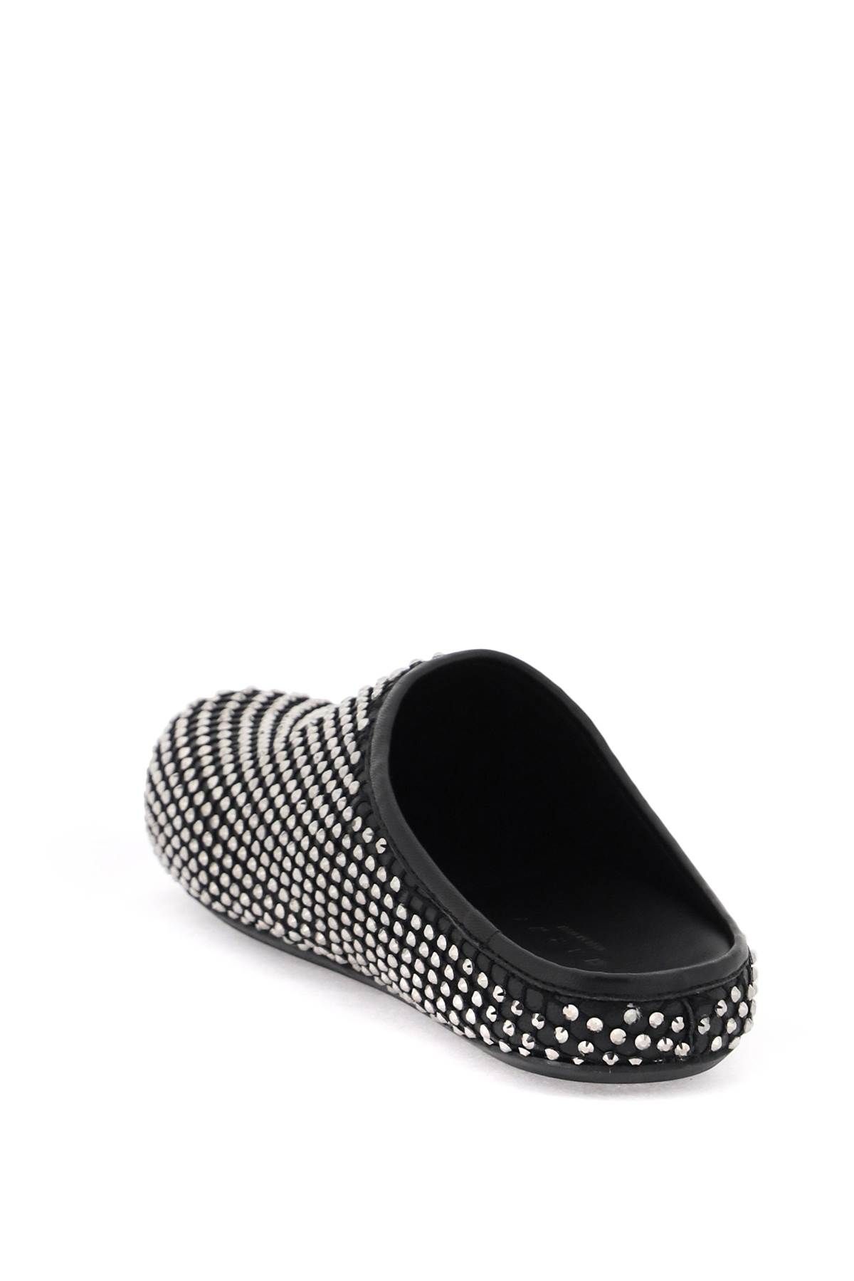 Shop Marni Leather Fussbett Clogs With Rhinestones In Black