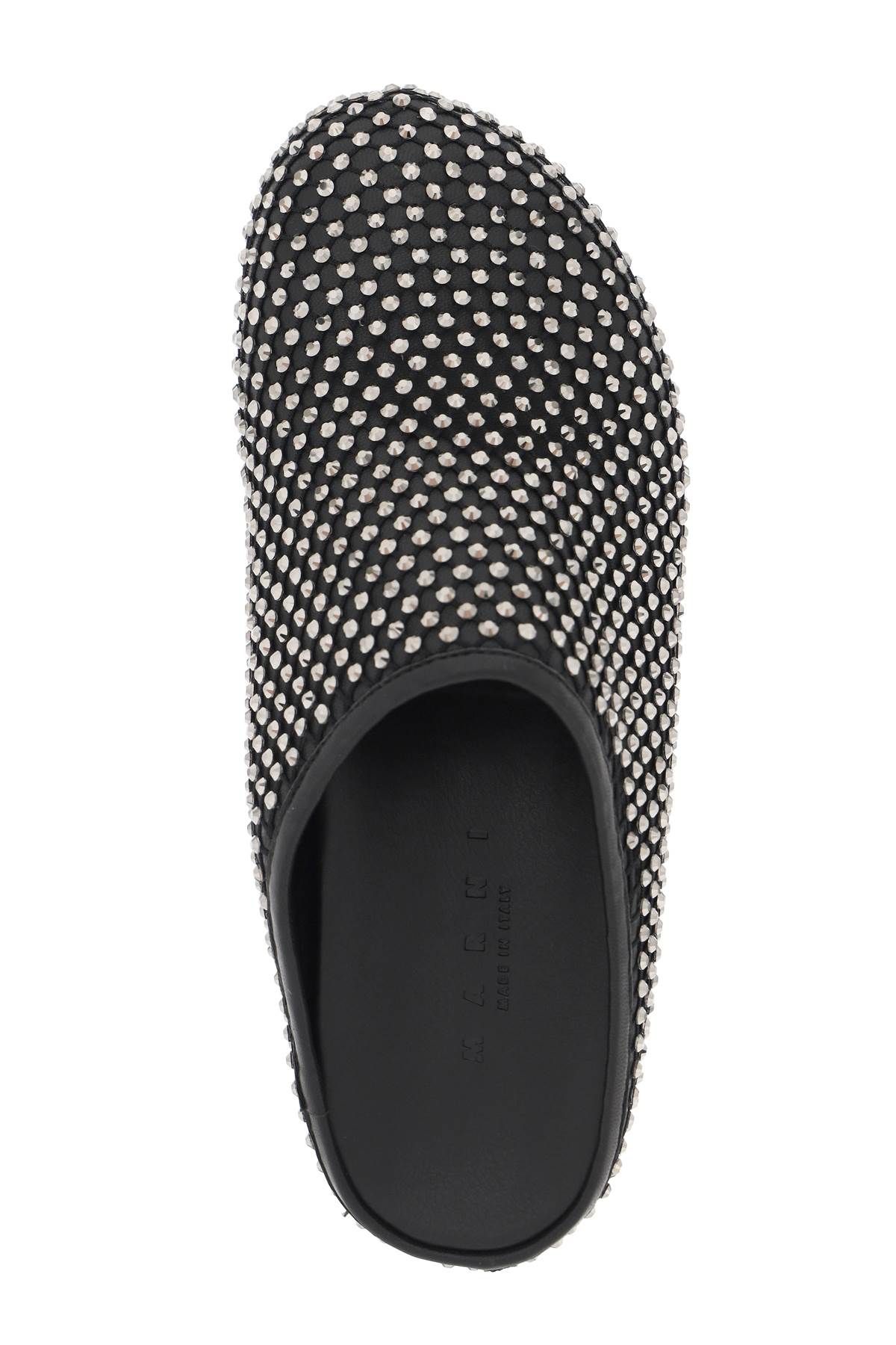 Shop Marni Leather Fussbett Clogs With Rhinestones In Black