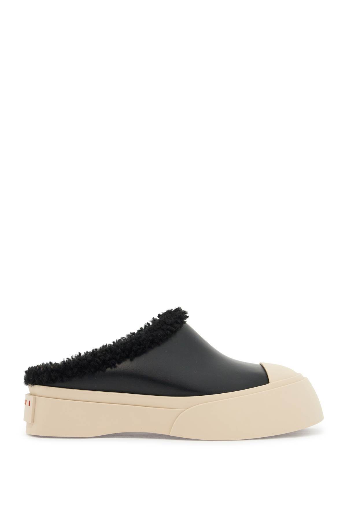 Shop Marni Pablo Leather And Shearling Clog In Black